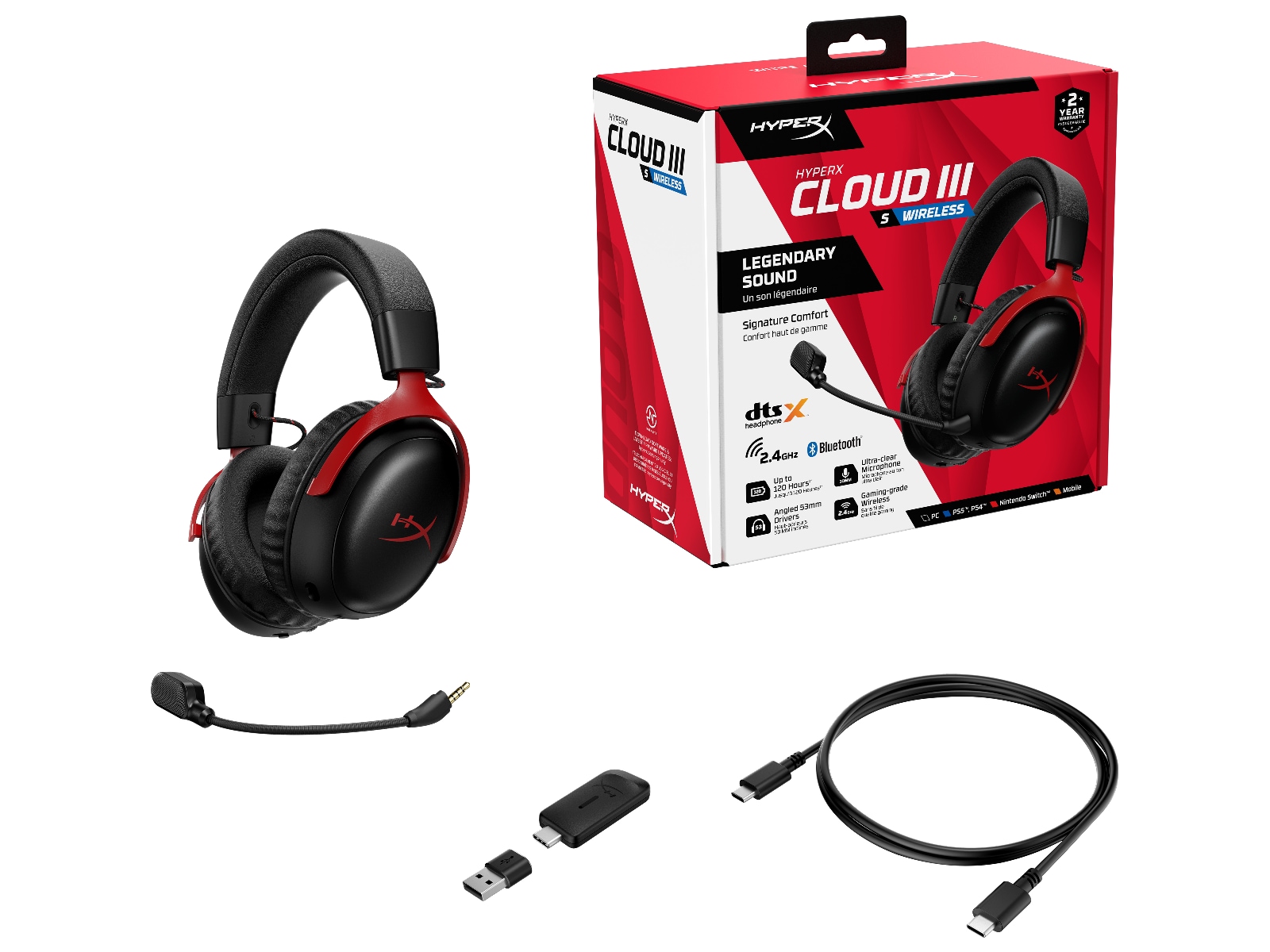 HyperX Cloud III S Trådløst Gaming Headset (rød) Gamingheadset