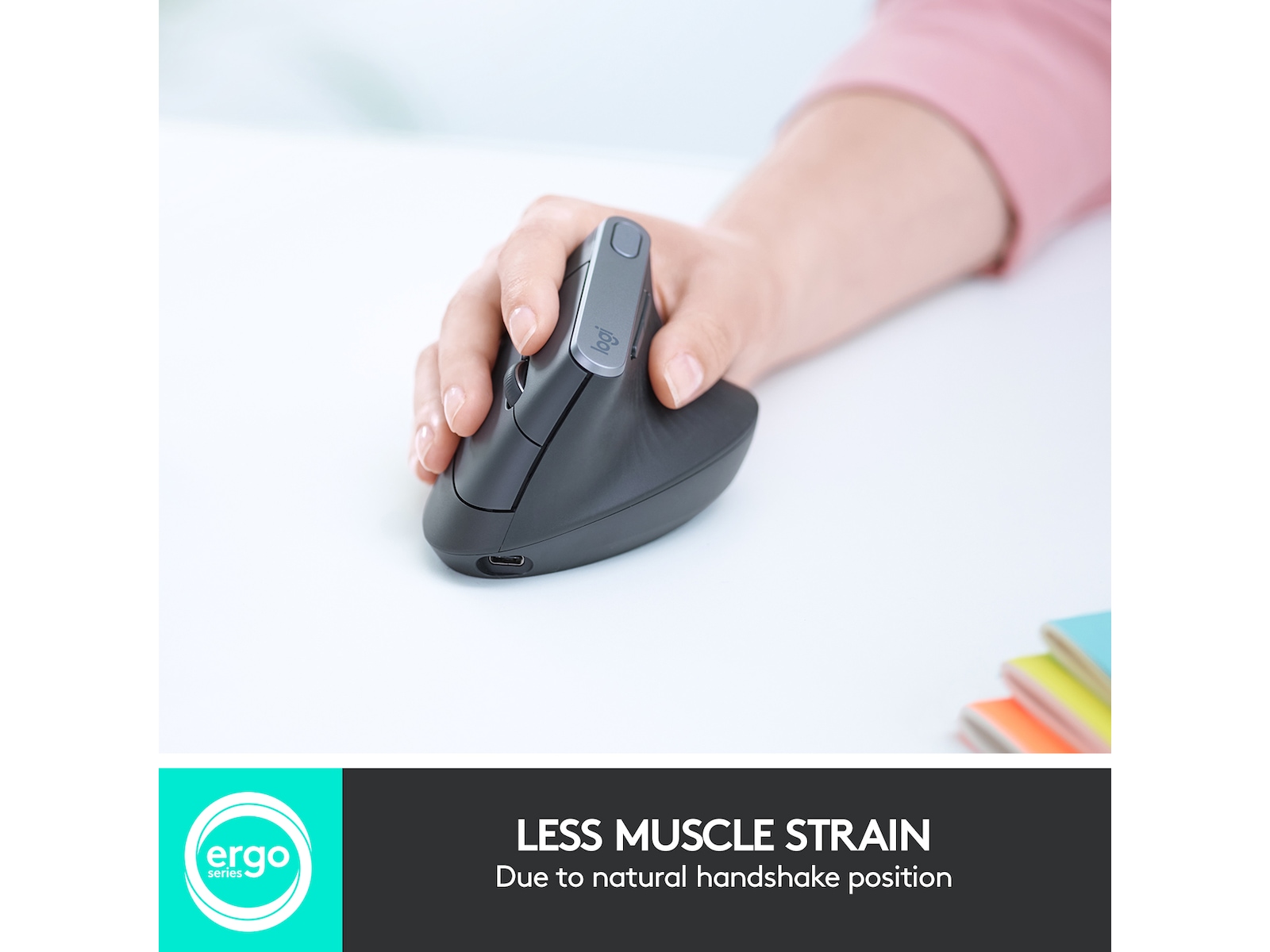 Logitech MX Vertical Trådløs BluetoothMus Ergonomi