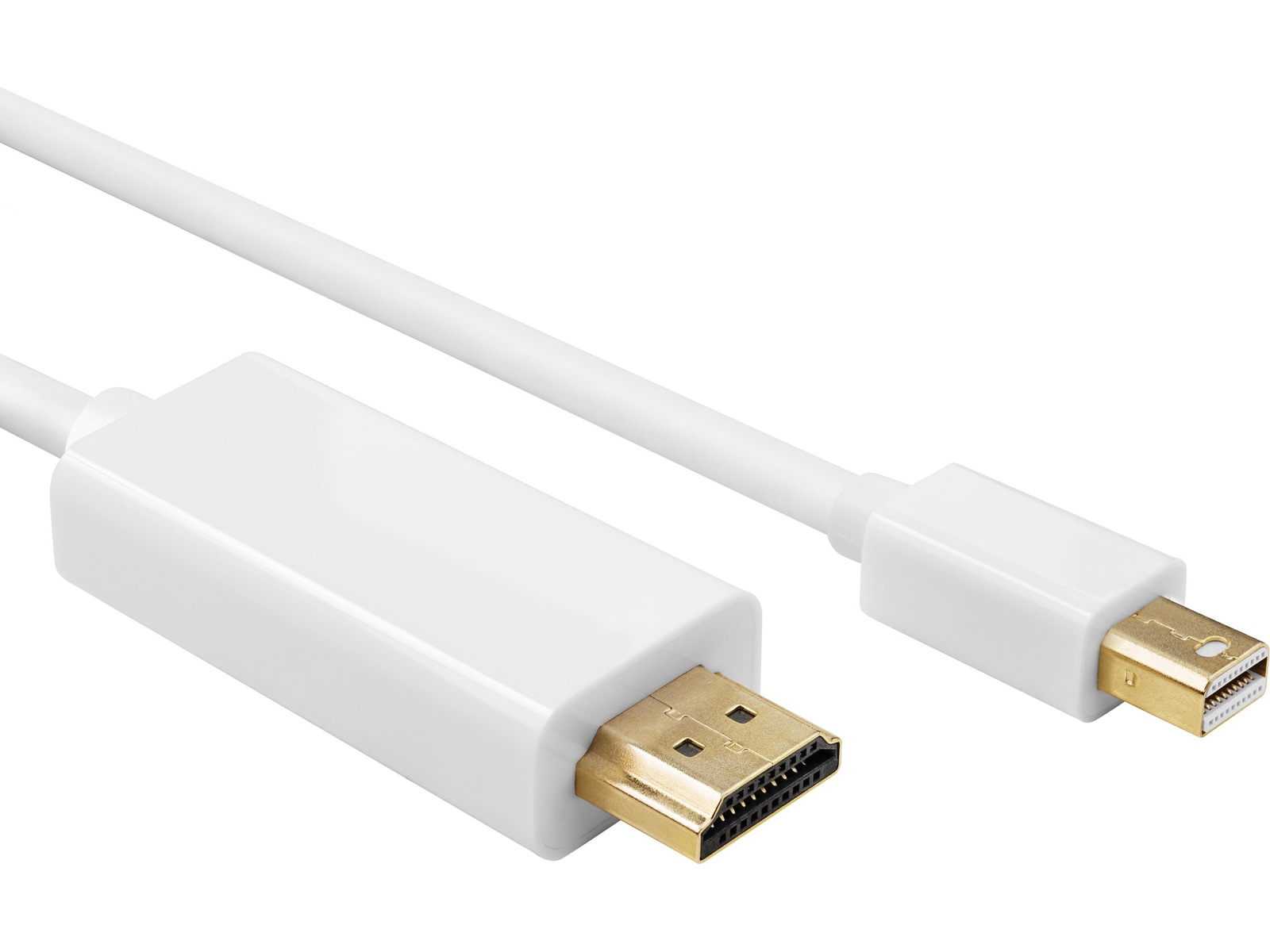 Mini DP til HDMI kabel 2m (hvit) Monitorkabler