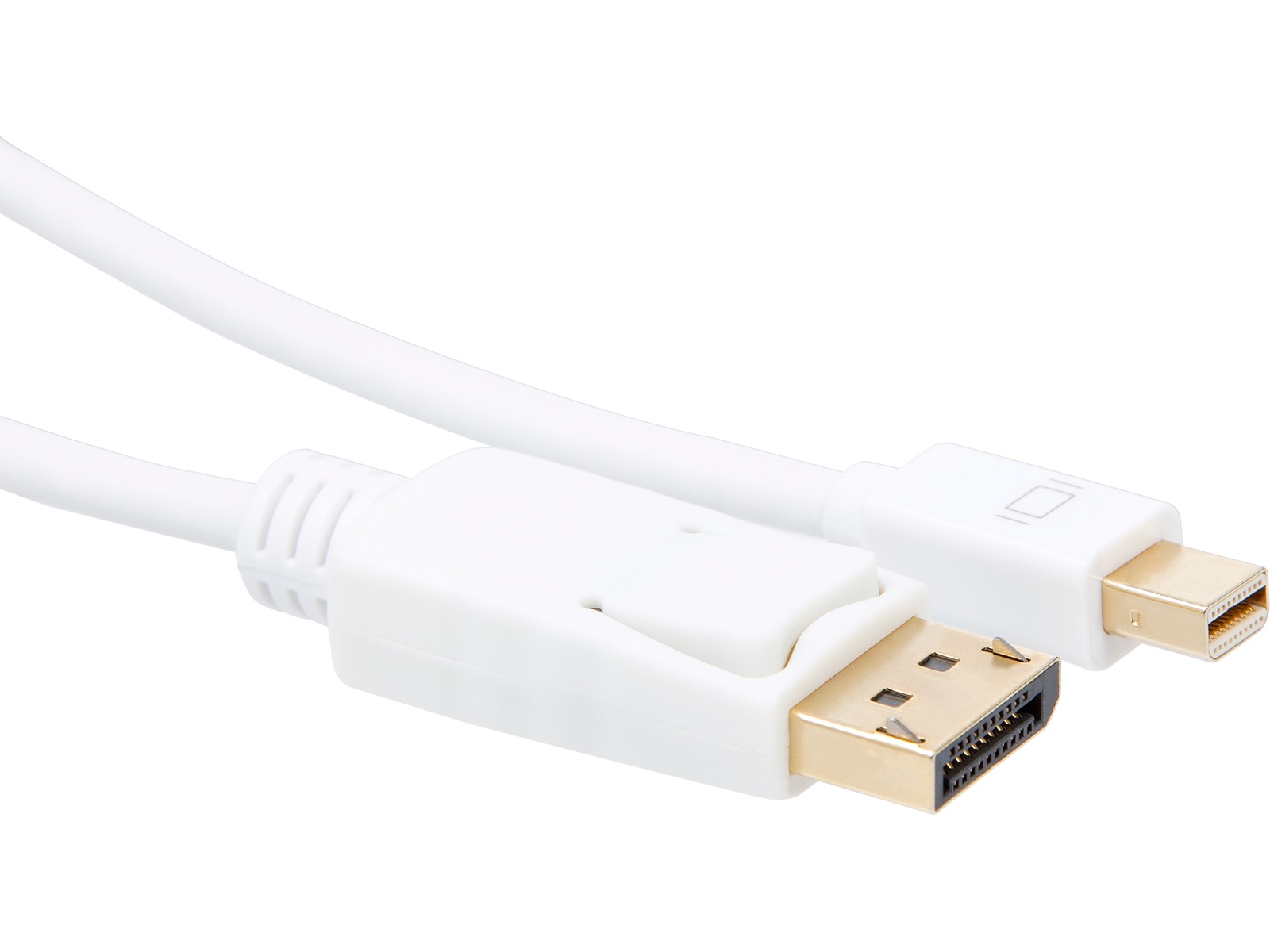 MiniDP til Displayport kabel 1m (hvit) Monitorkabler