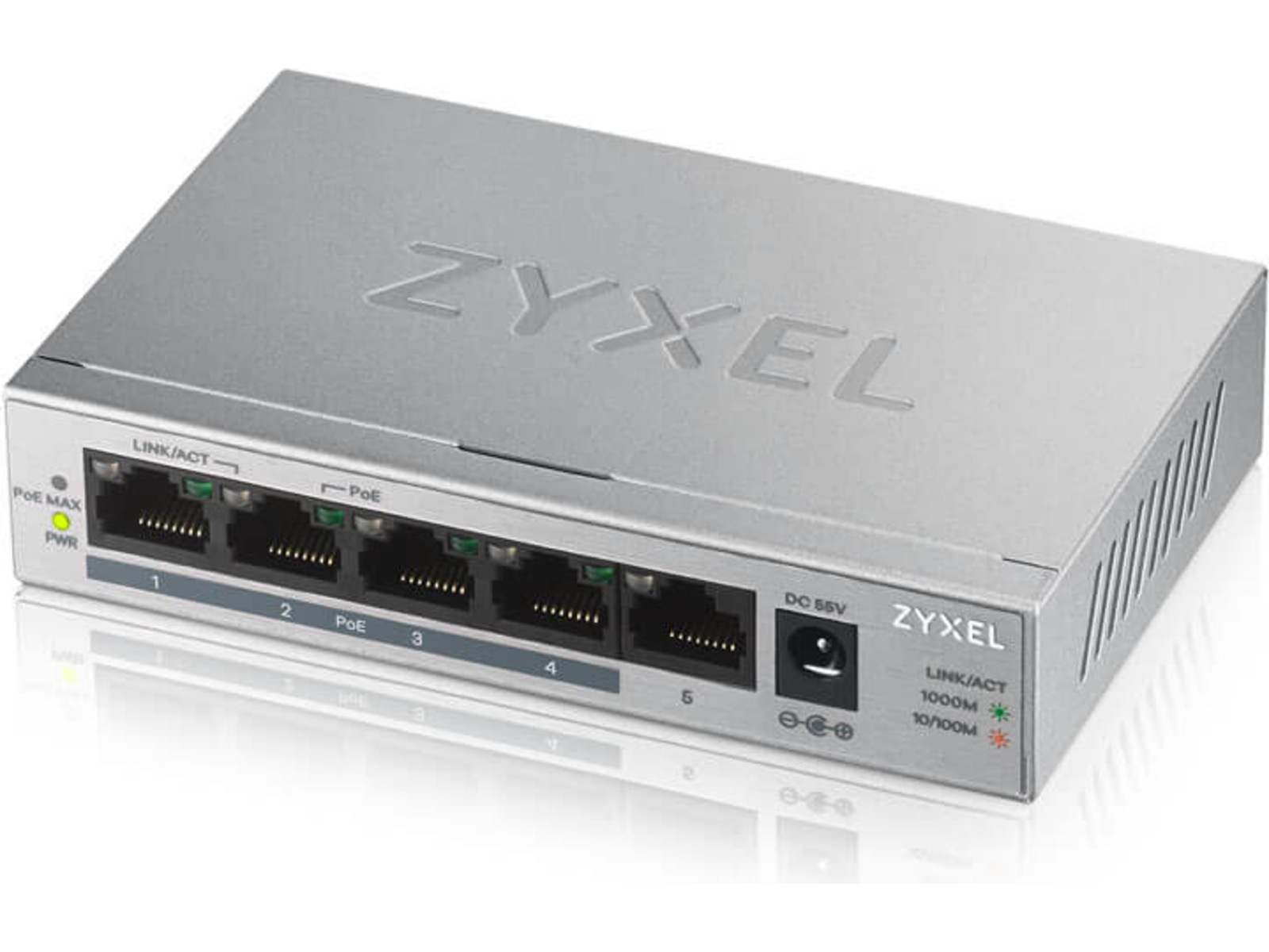Zyxel GS1005HP PoE+ Switch 5 port, Unmanaged, 4x PoE+, 60W