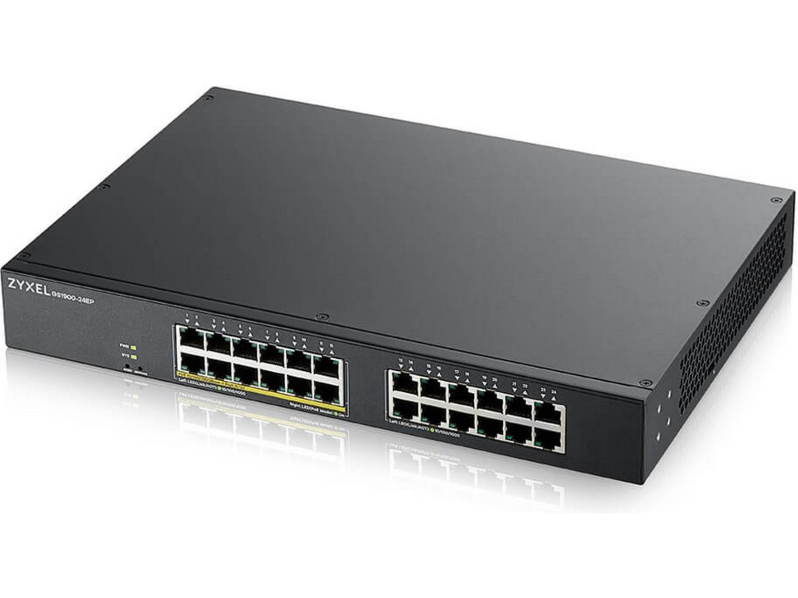 Zyxel Switch GS1900-24EP 24-port GbE L2, 12 Port PoE+ Smart Switch, rackmount, 130 Watt