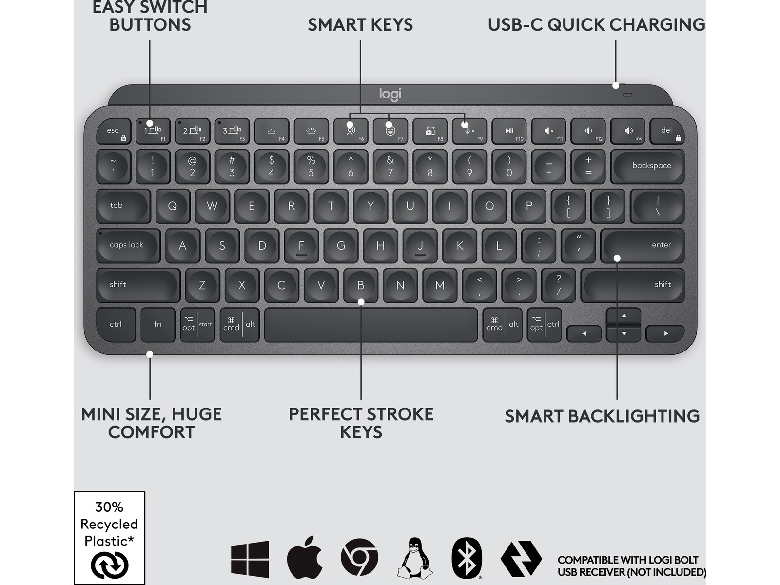 Logitech MX Keys Mini - GRAPHITE Tastatur
