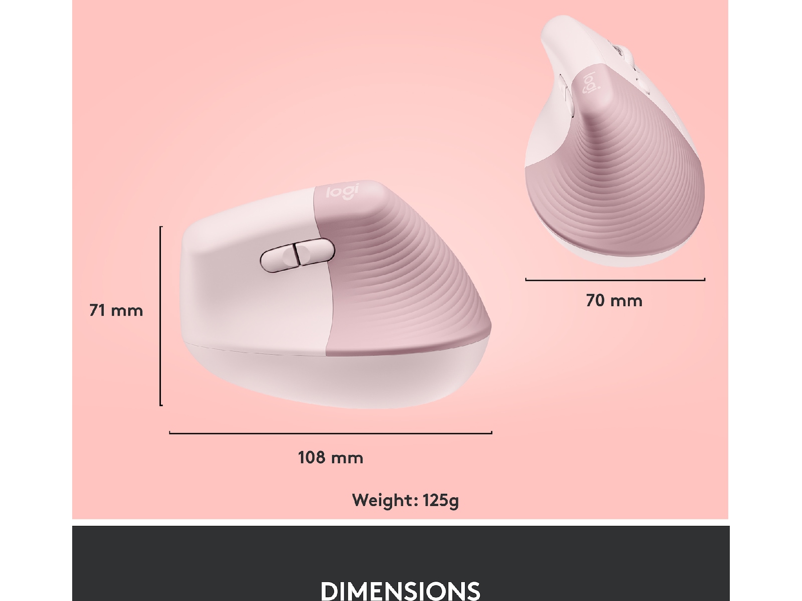 Logitech Lift Vertikal mus (dark rose) Mus