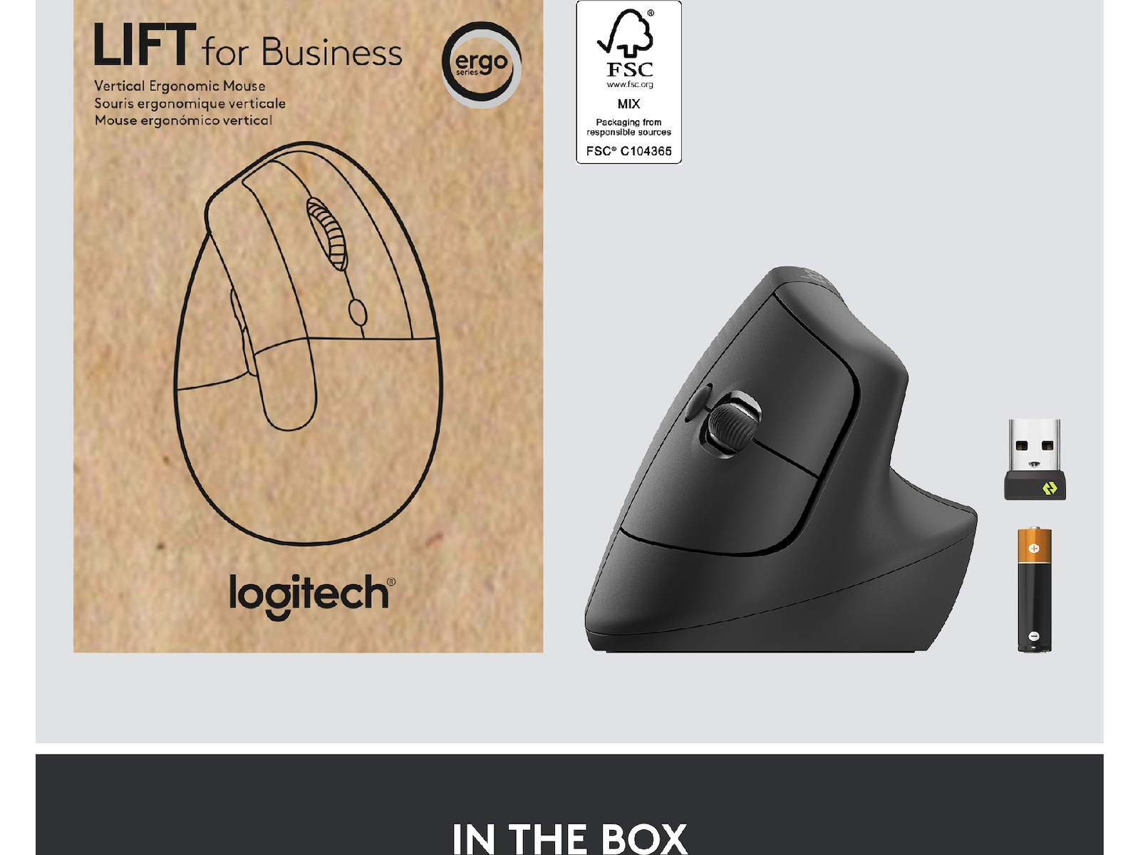 Logitech Lift Vertikal Business mus (graphite) Mus