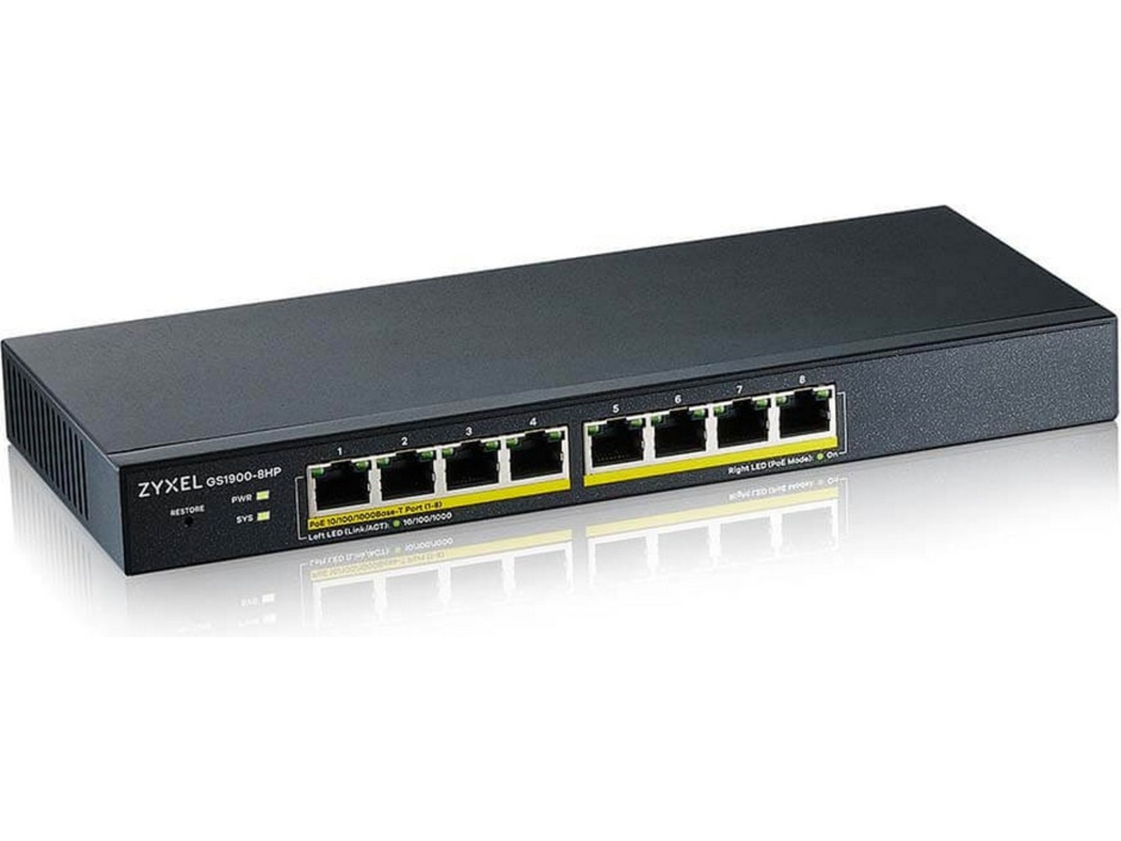 Zyxel switch GS1900-8HP 1000 mbps, 8xRJ45, POE, smart managed