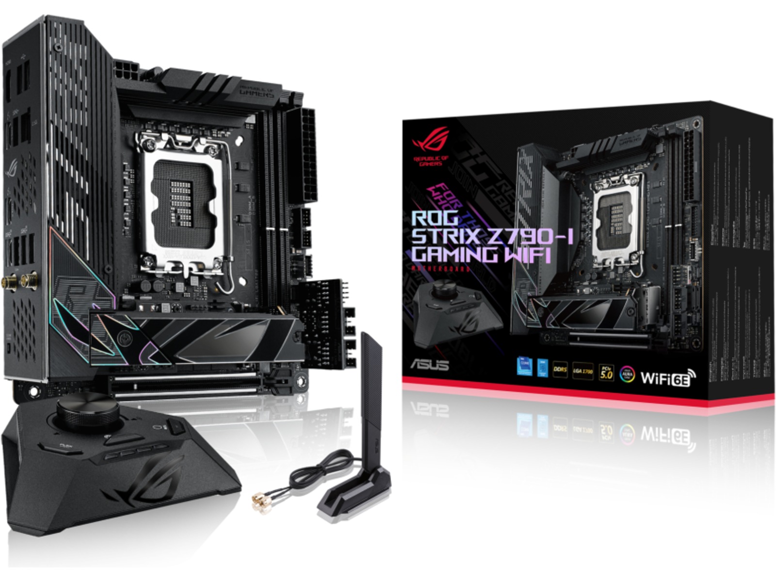 ASUS ROG STRIX Z790-I GAMING WIFI Hovedkort LGA 1700, Mini-ITX, DDR5, 1 x PCIe 5.0, 2 x M.2
