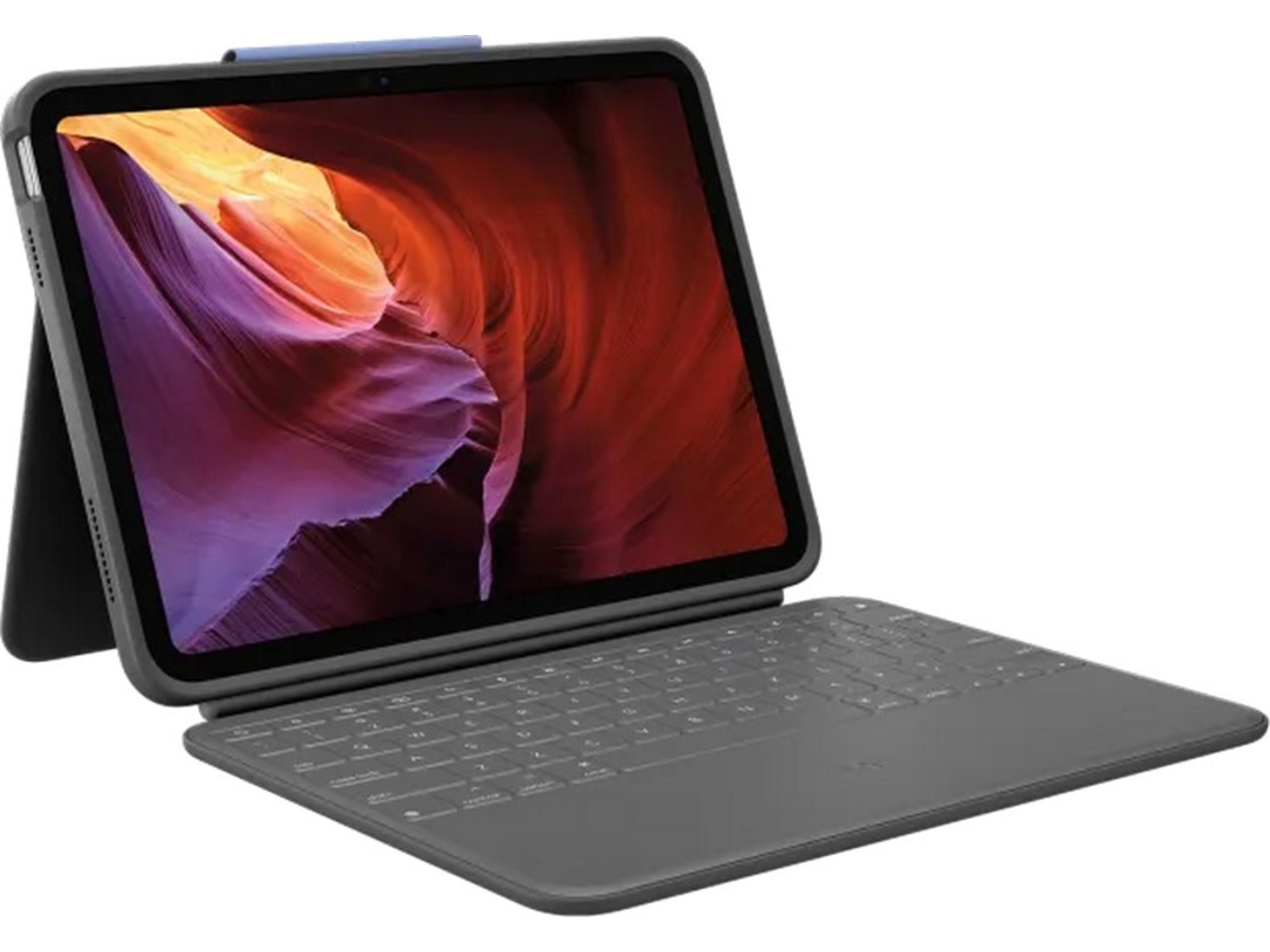 Logitech iPad 10,9" / 11" Rugged Folio Tastaturdeksel (oxford grey) Bakbelyst, passer iPad 11" (A16) og iPad 10,9'' (10.gen)