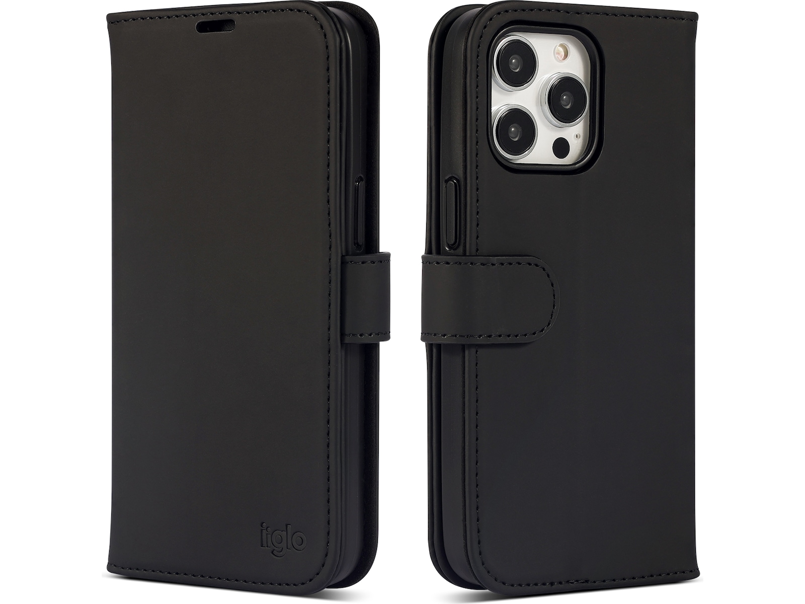 iiglo iPhone 15 Pro Max Lommebokdeksel (sort) Mobildeksel