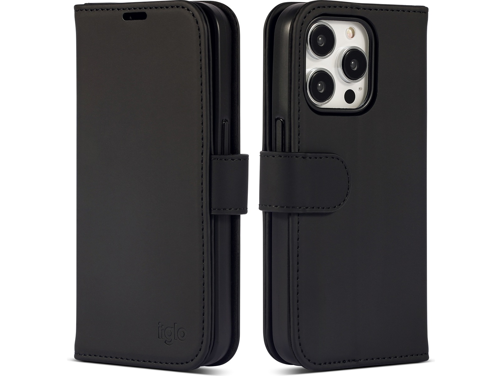 iiglo iPhone 15 Pro Lommebokdeksel (sort) Mobildeksel