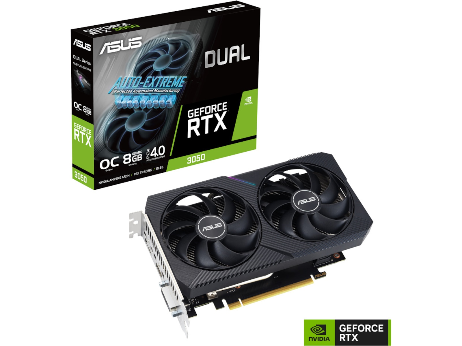 ASUS Dual GeForce RTX 3050 V2 OC Skjermkort, PCIe 4.0, 8GB GDDR6