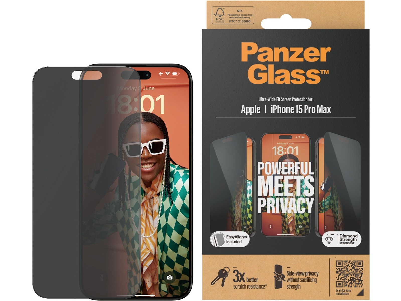 Panzerglass iPhone 15 Pro Max Privacy Skjermbeskytter Skjermbeskytter