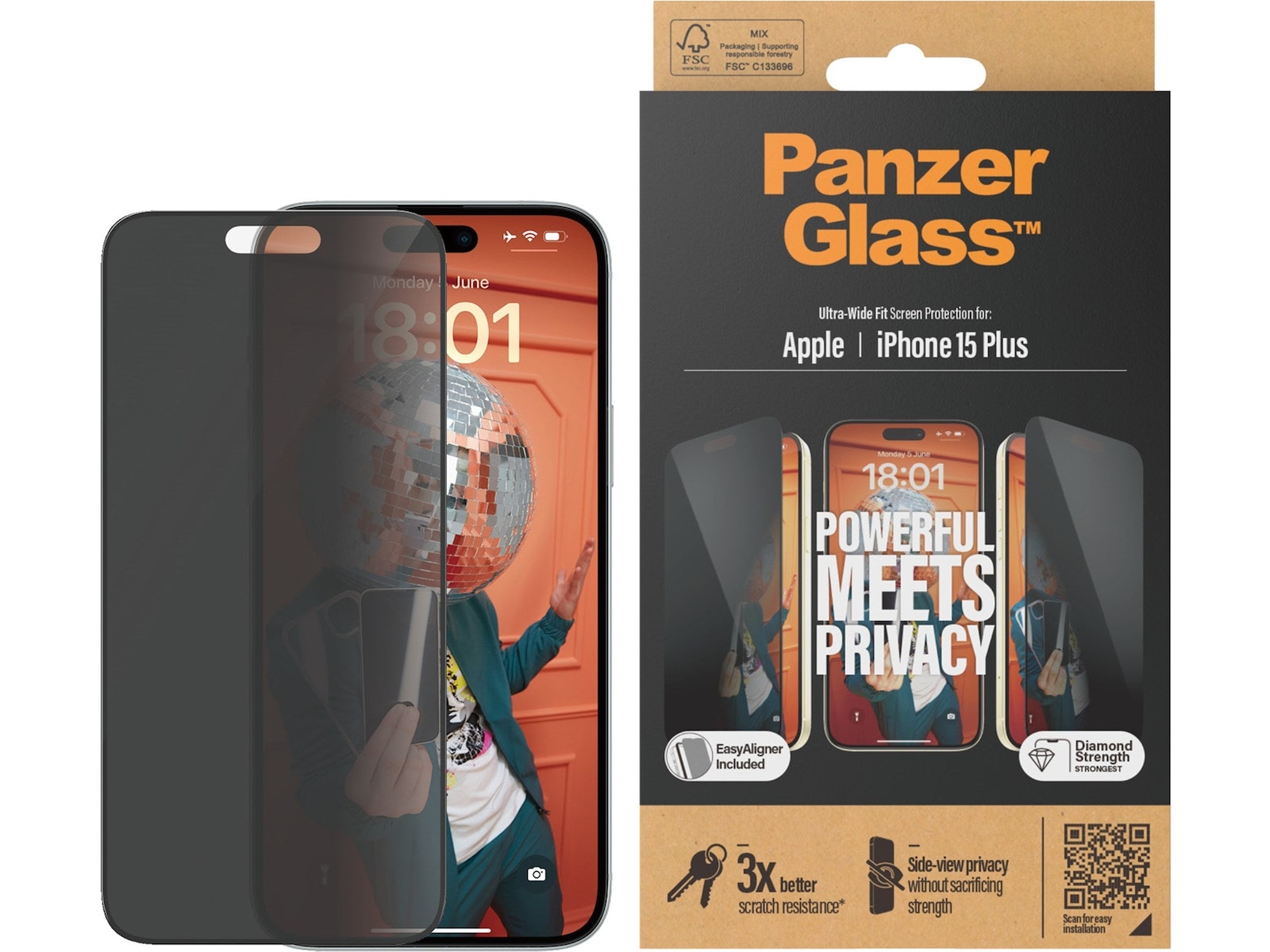 Panzerglass iPhone 15 Plus Privacy Skjermbeskytter Skjermbeskytter