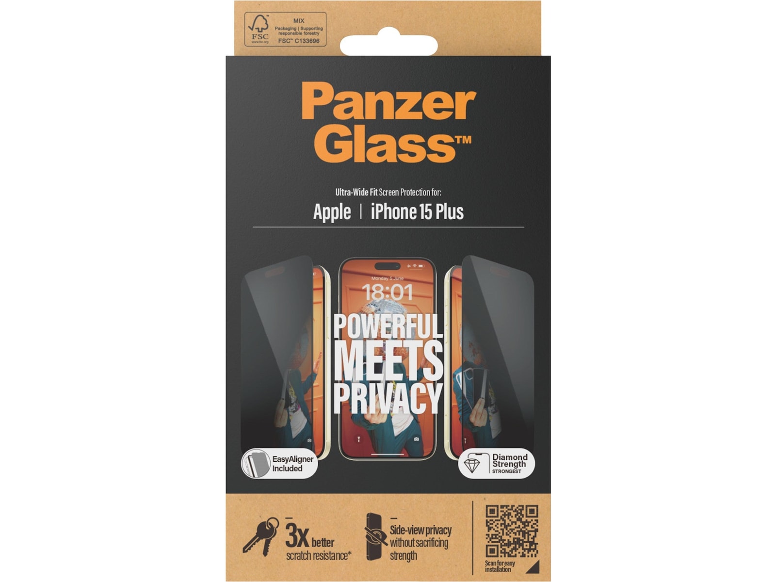 Panzerglass iPhone 15 Plus Privacy Skjermbeskytter Skjermbeskytter