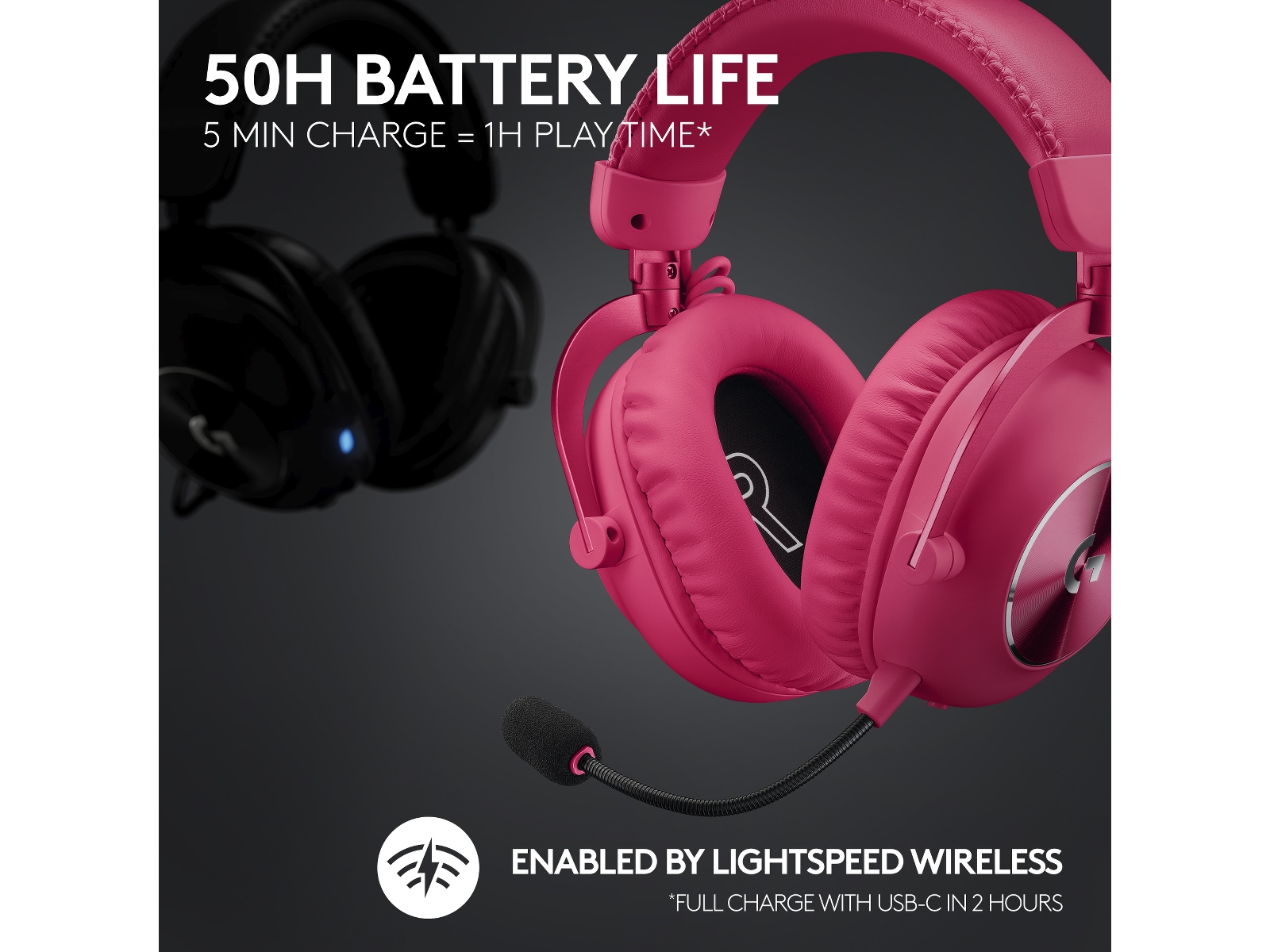 Logitech Pro X 2 Lightspeed Trådløst Gaming Headset (rosa) Gamingheadset