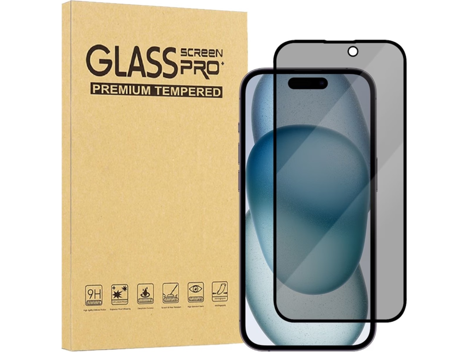 iiglo iPhone 16 Plus / 15 Plus 3D Privacy Skjermbeskytter Skjermbeskytter