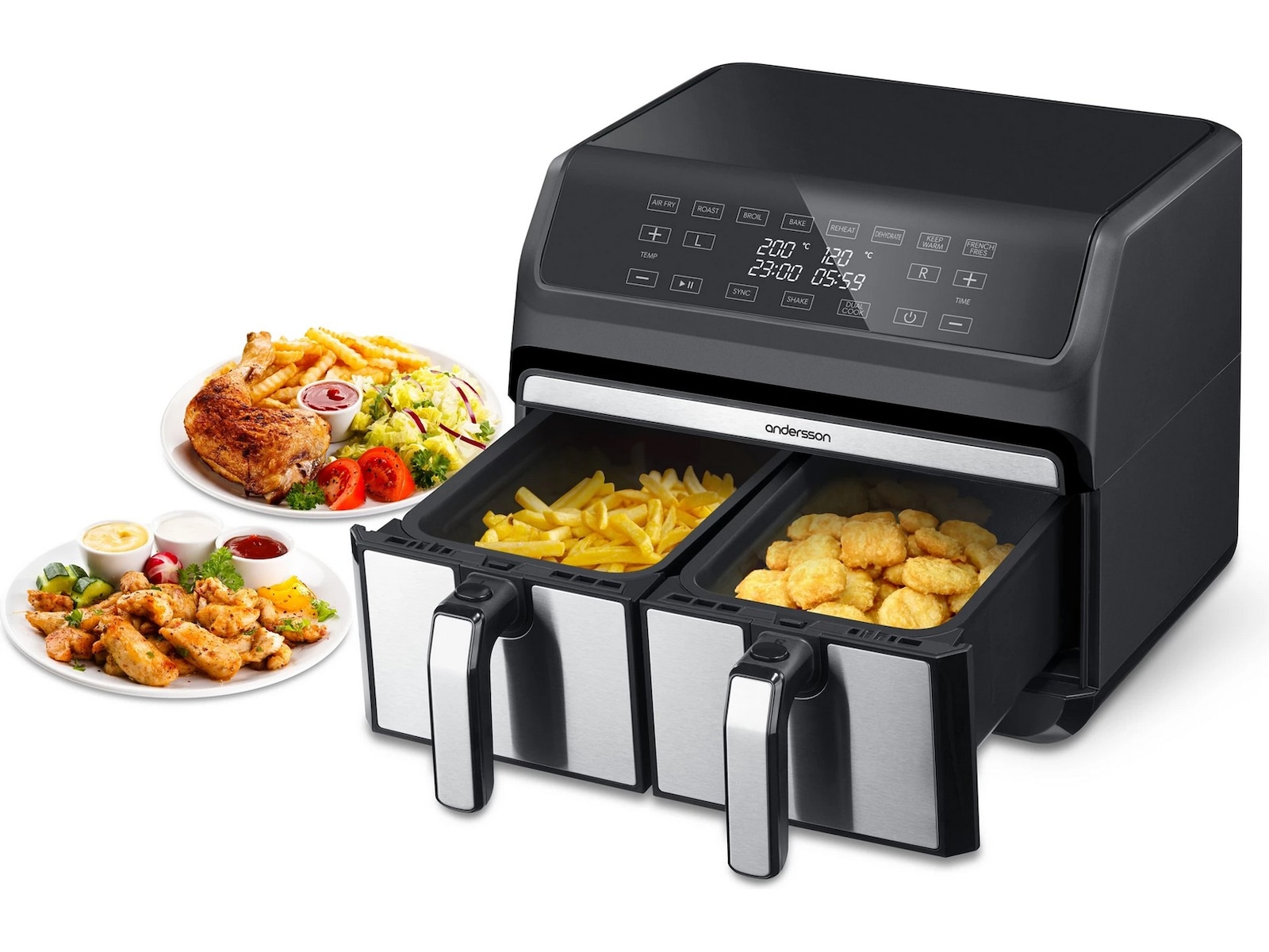 Andersson AFR 2.5 airfryer med 2 kurver (sort) Airfryer