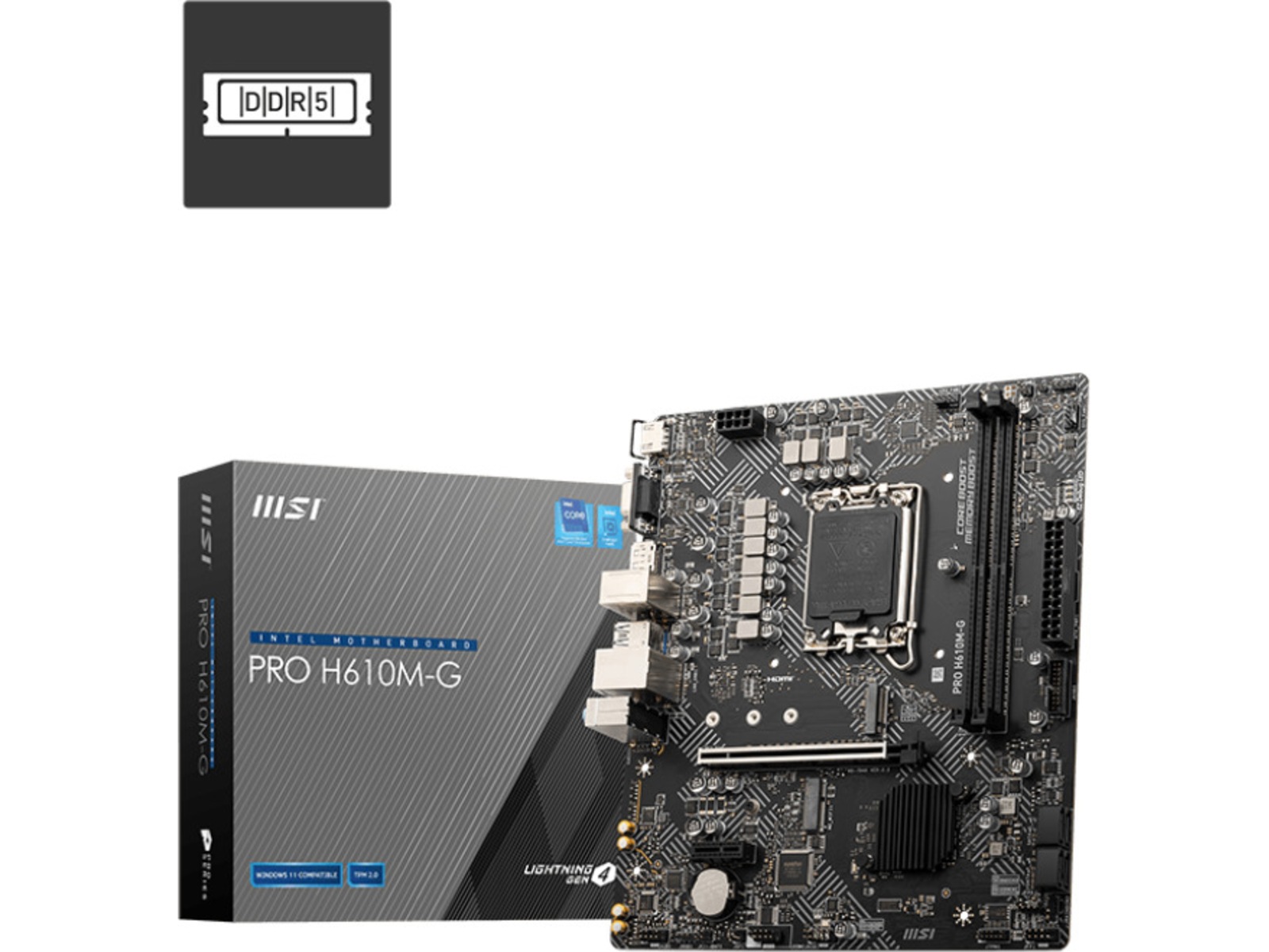 MSI PRO H610M-G Hovedkort LGA 1700, mATX, DDR5, 1x PCI-E x16, 1x M.2