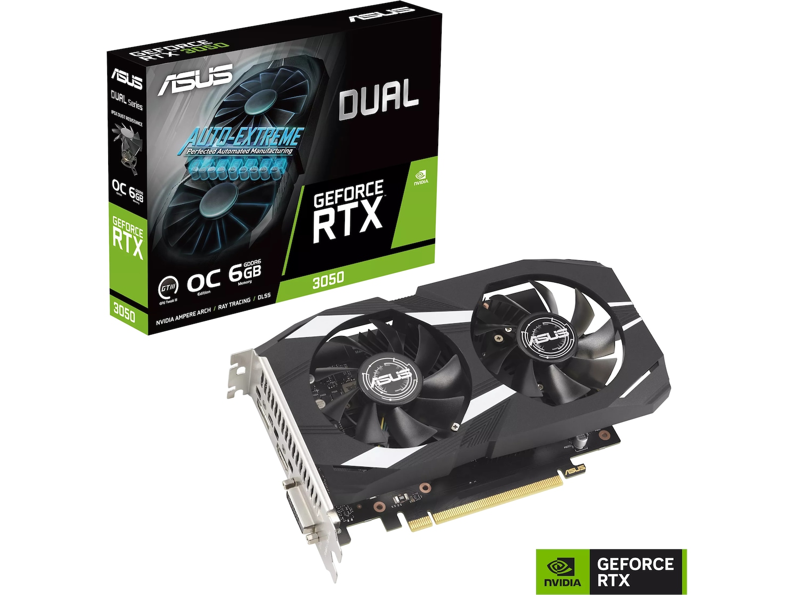ASUS Dual GeForce RTX 3050 OC Skjermkort, PCI Express 4.0, 6GB GDDR6