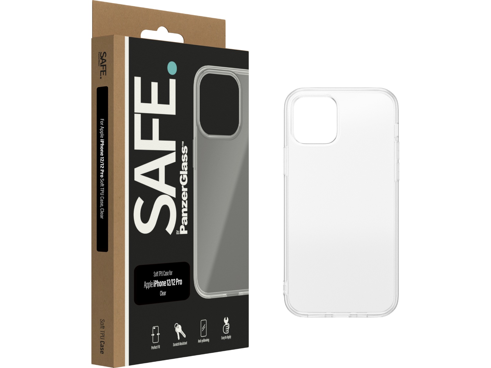 PanzerGlass iPhone 12 SAFE. Silikondeksel (gjennomsiktig) Skjermbeskytter
