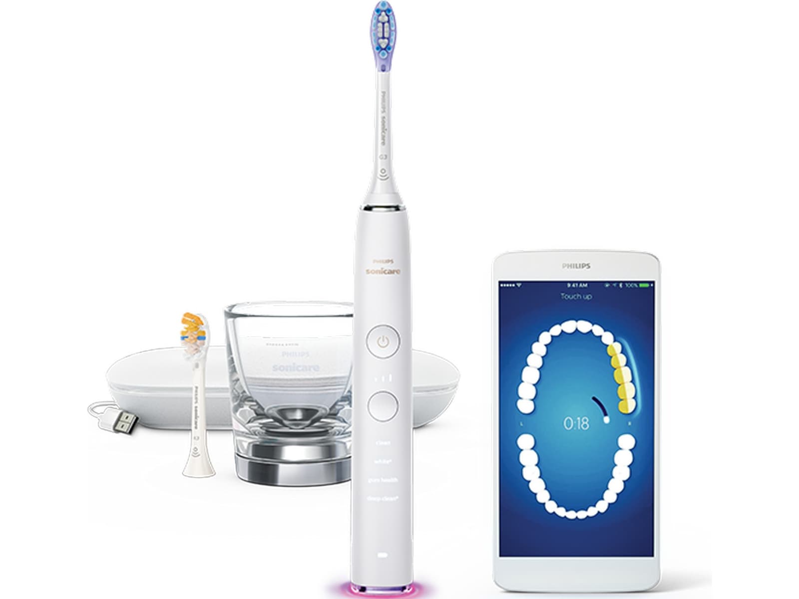 Philips DiamondClean Smart 9400 Sonic eletrisk tannbørste HX9917/88 (hvit) Elektriske tannbørster