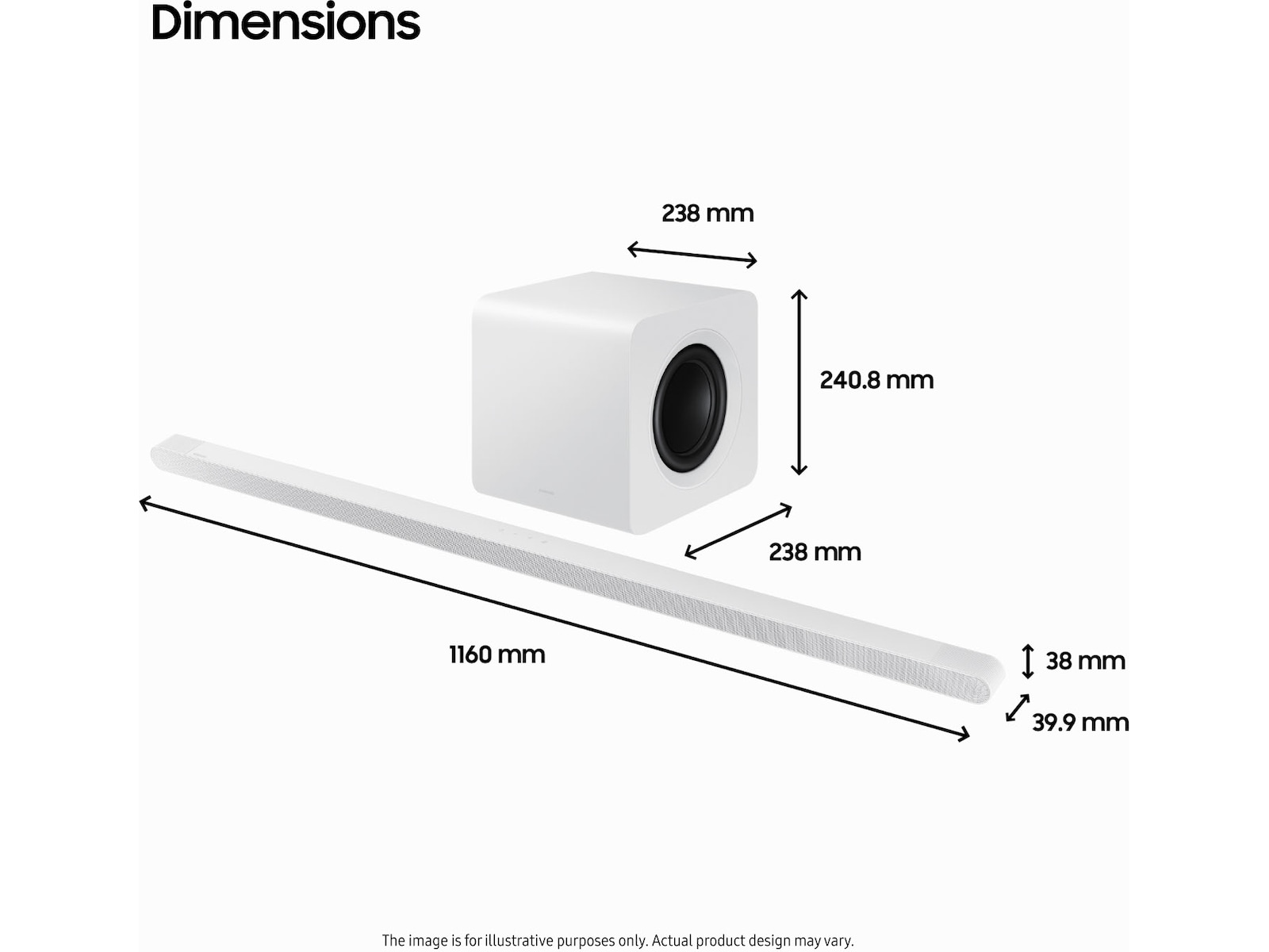 Samsung HW-S811D soundbar med subwoofer (hvit) Lydplanker