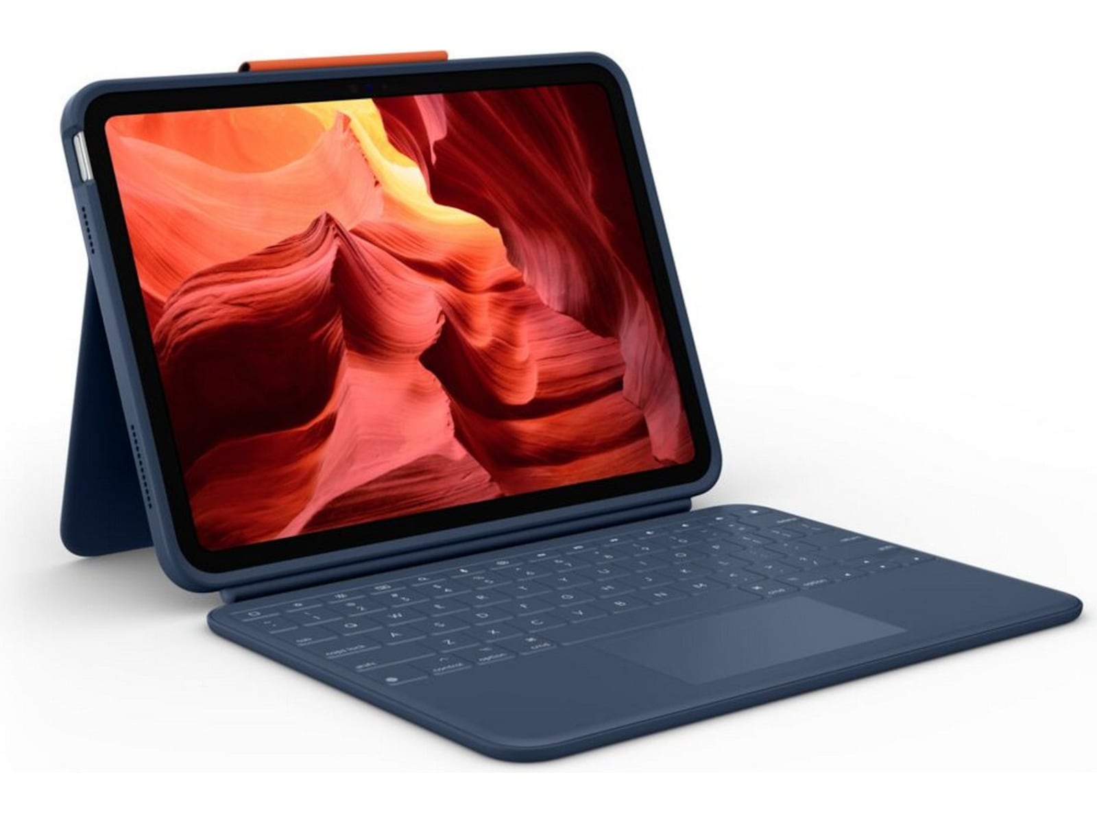 Logitech iPad 10,9" / 11" Rugged Combo 4 Touch tastaturdeksel (blå) Passer til iPad 11" (A16), iPad 10,9'' (10.gen), med trackpad