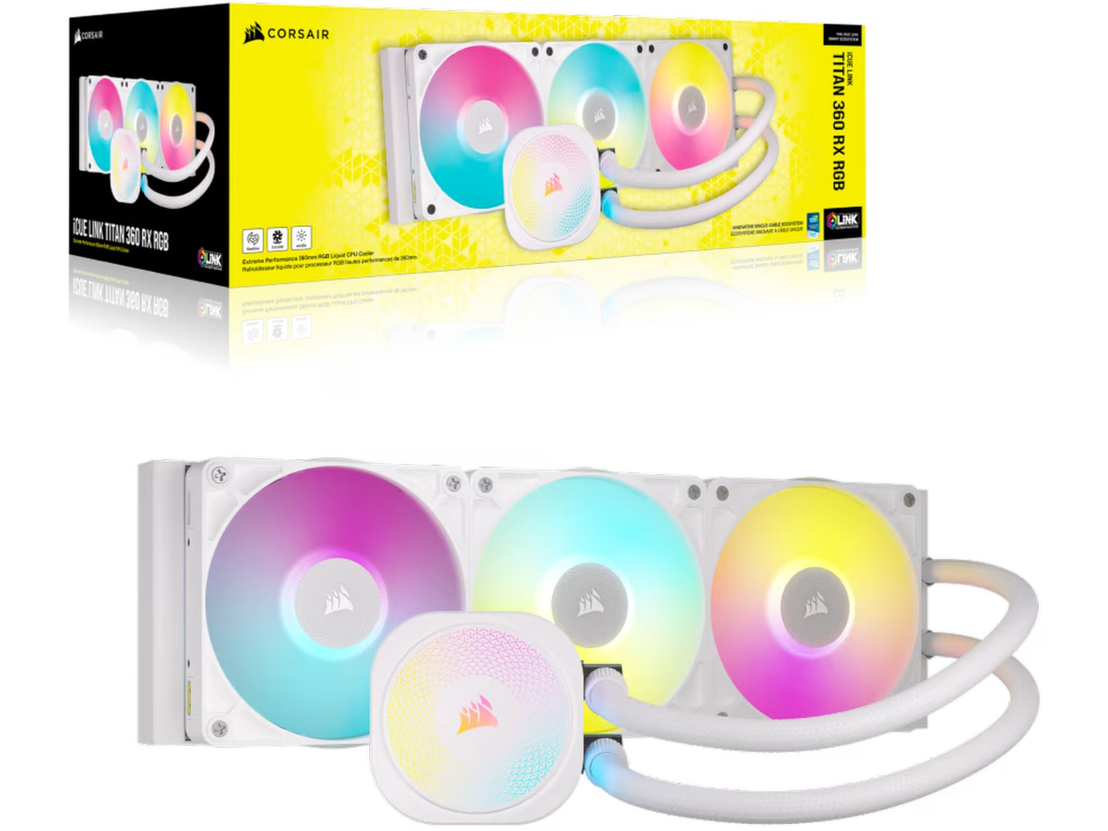 Corair iCUE LINK Titan 360 RX RGB AIO Kjøler (hvit) CPU - Vannkjøling