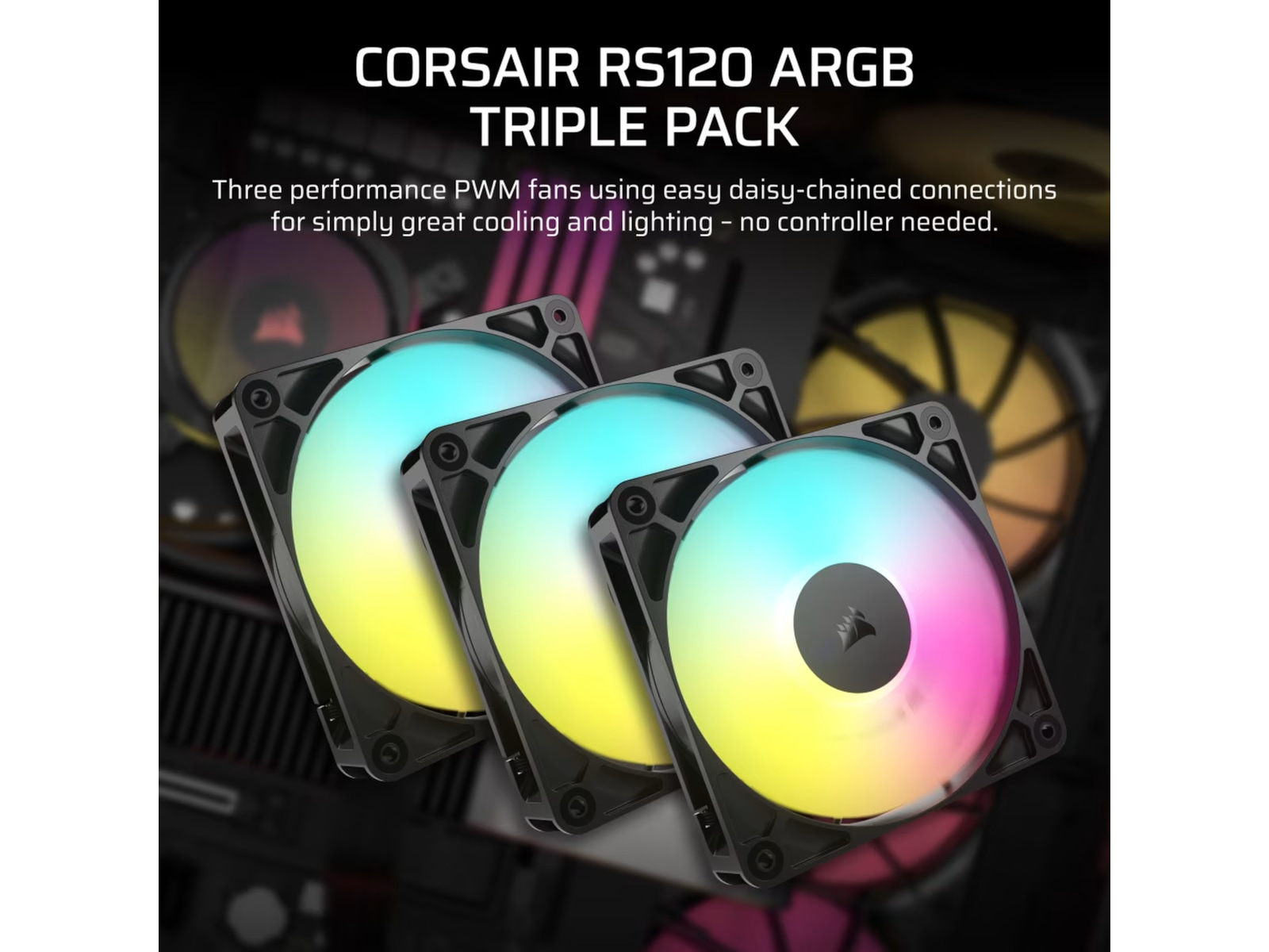 Corsair RS120 ARGB Vifte 3pk (sort) Vifter