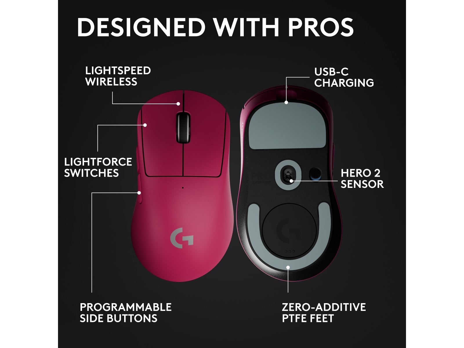 Logitech G Pro X Superlight 2 DEX trådløs gamingmus (rosa) Gamingmus