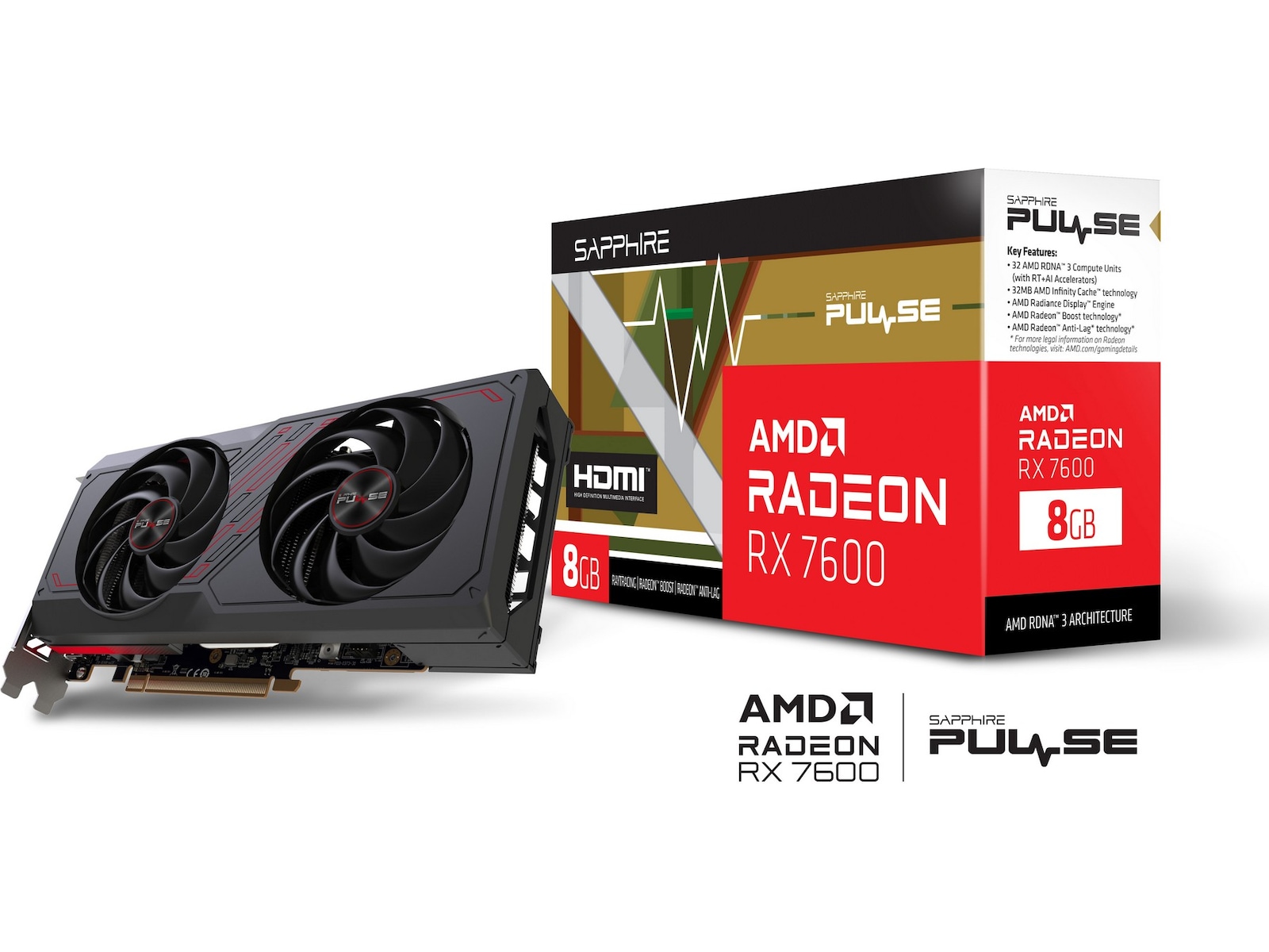 Sapphire PULSE AMD Radeon RX 7600 -B-Grade Demo skjermkort