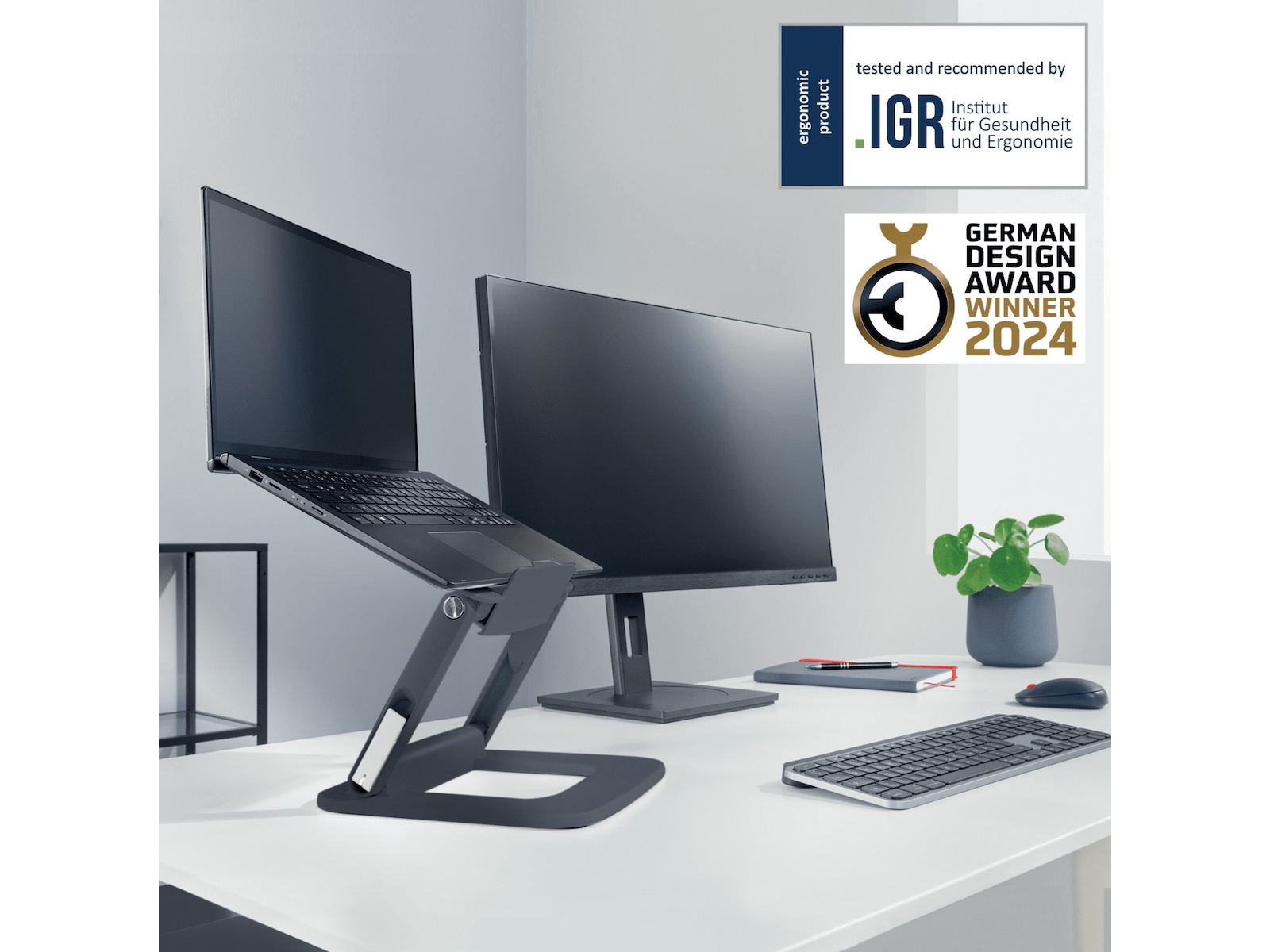 Leitz Ergo Multivinkel Laptopstøtte (grå) Laptopstand