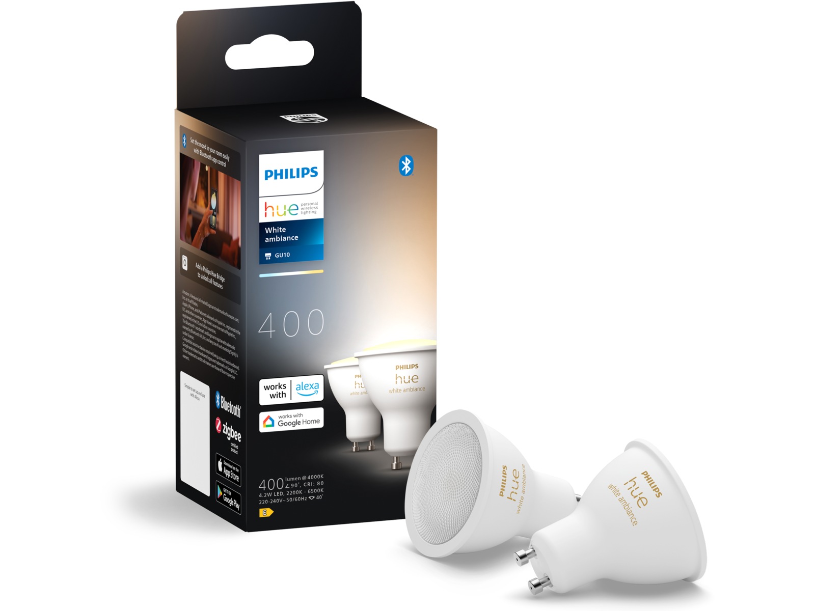 Philips Hue White Ambiance 4.2W GU10 2PK Lyspærer & LED-pærer