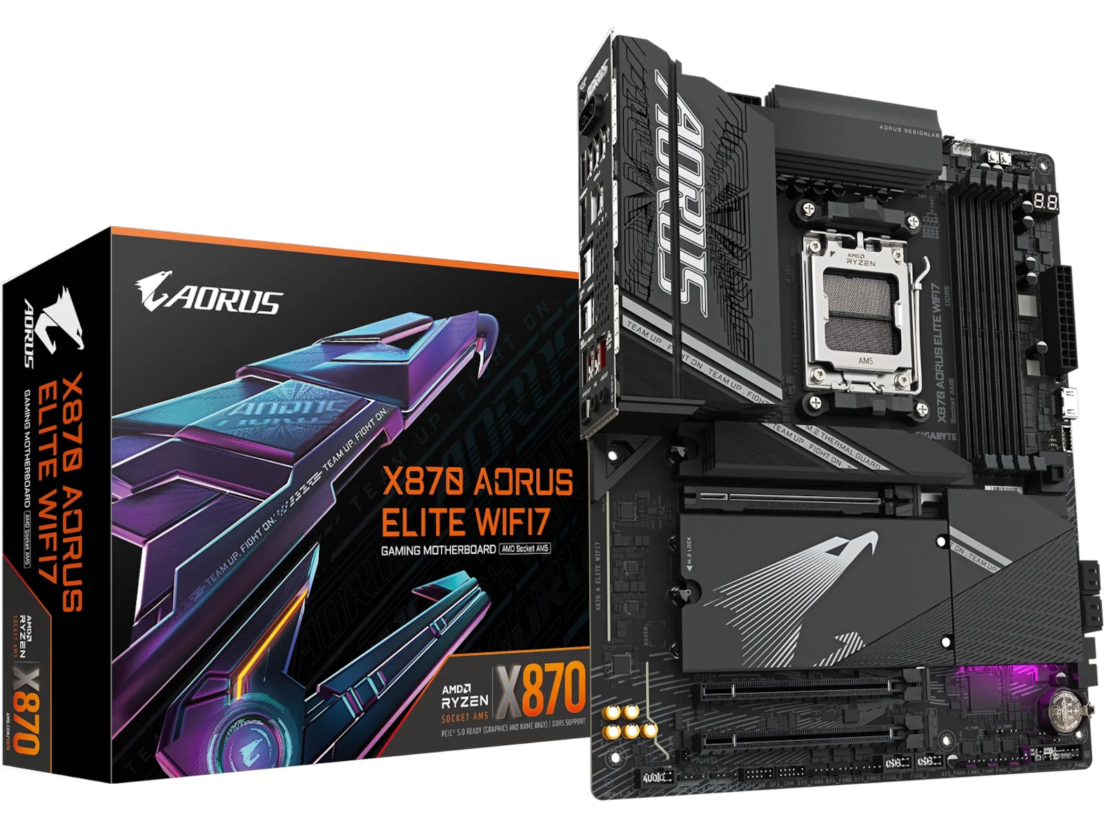 GIGABYTE X870 AORUS ELITE Hovedkort Socket-AM5, DDR5, ATX, 1xPCIe 5.0, 2.5GbE LAN, Wi-FI 7, Bluetooth, 2xUSB 4