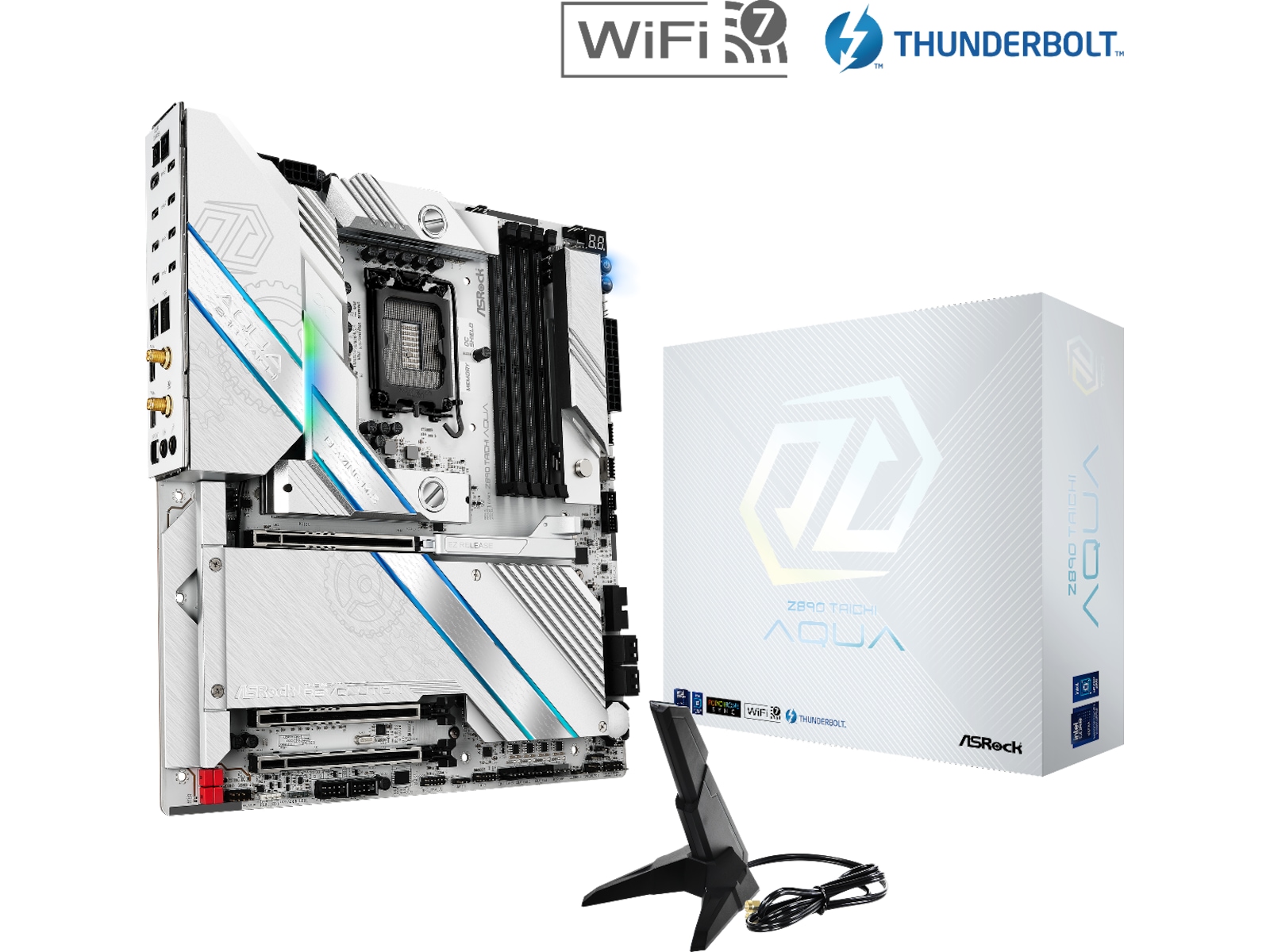 ASRock Z890 TAICHI AQUA Hovedkort LGA 1851, ATX, DDR5, 2 x PCI-Express 5.0, 6x M.2
