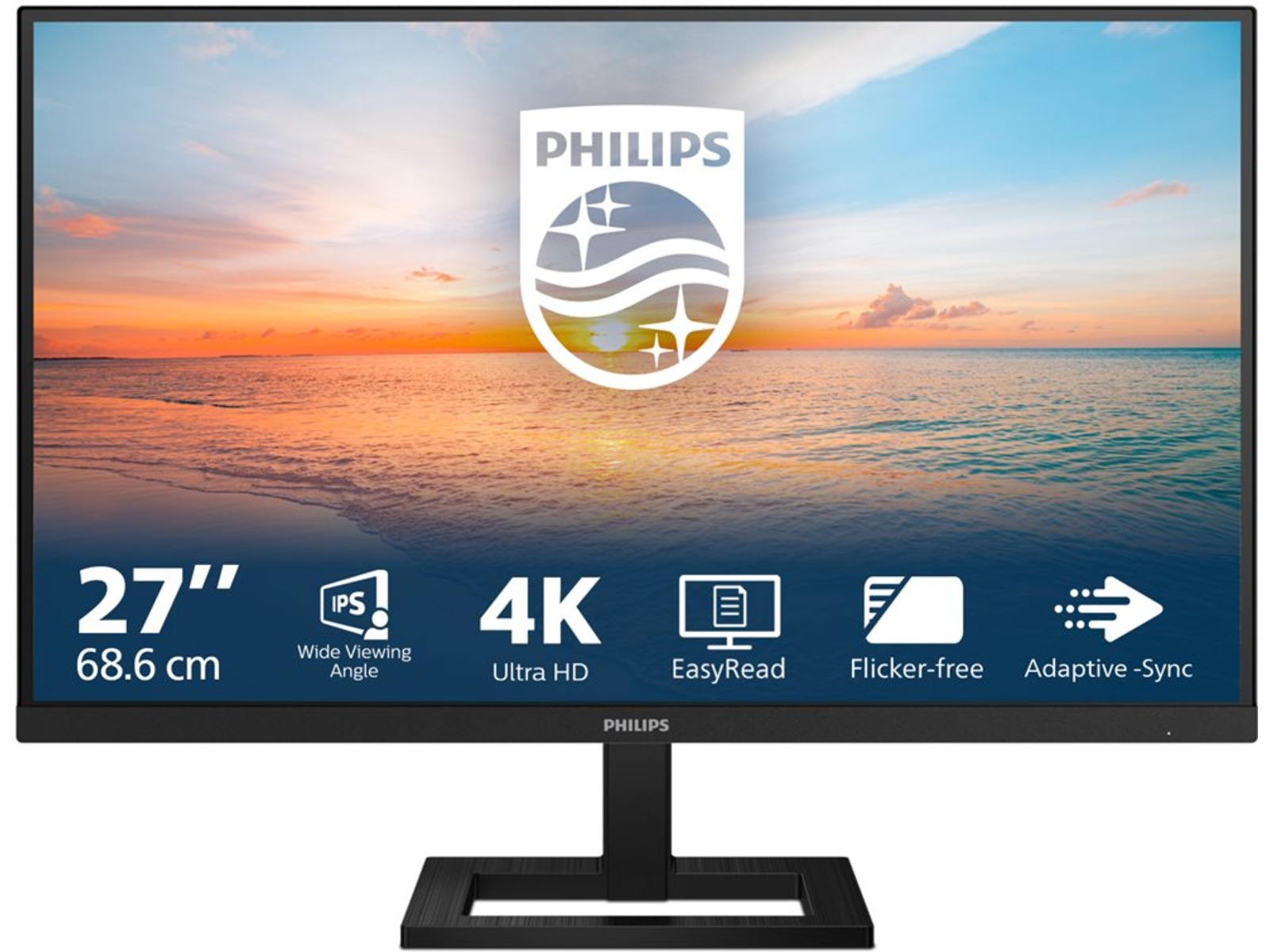 Philips 4K skjerm 27E1N1900AE/00 3840x2160 IPS, 4ms, 1000:1, Speakers, 2xHDMI/DP/USB-C(65w)