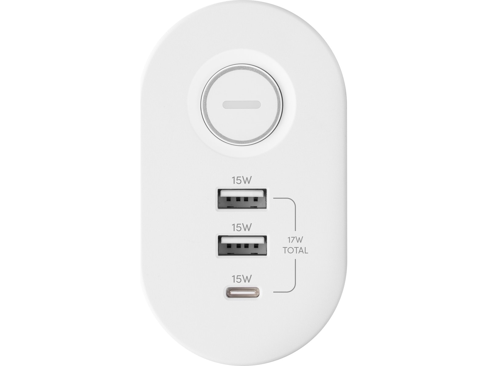 Andersson 6-i-1 strømforgrener 3x uttak og USB med skrivebordfeste (hvit) Skjøtekabel & forgrener