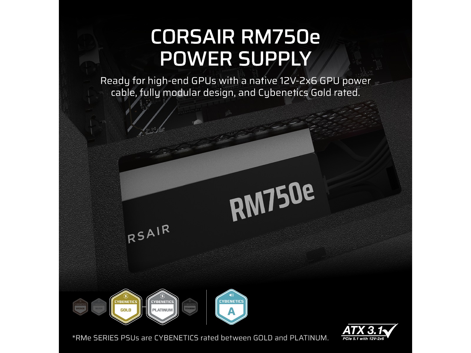 Corsair RMe Series RM750e PSU (sort) Enheter