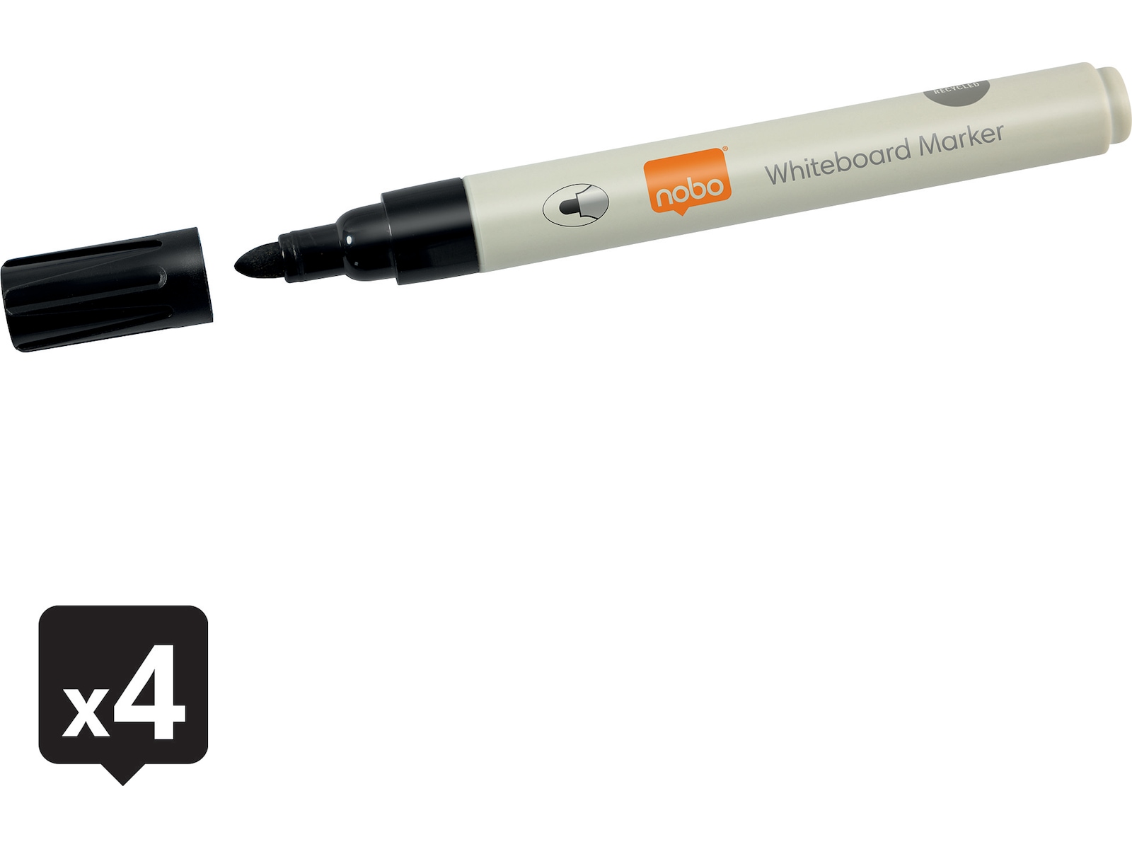 Nobo whiteboardpenner, 4-pack (sort) Whiteboardtavler