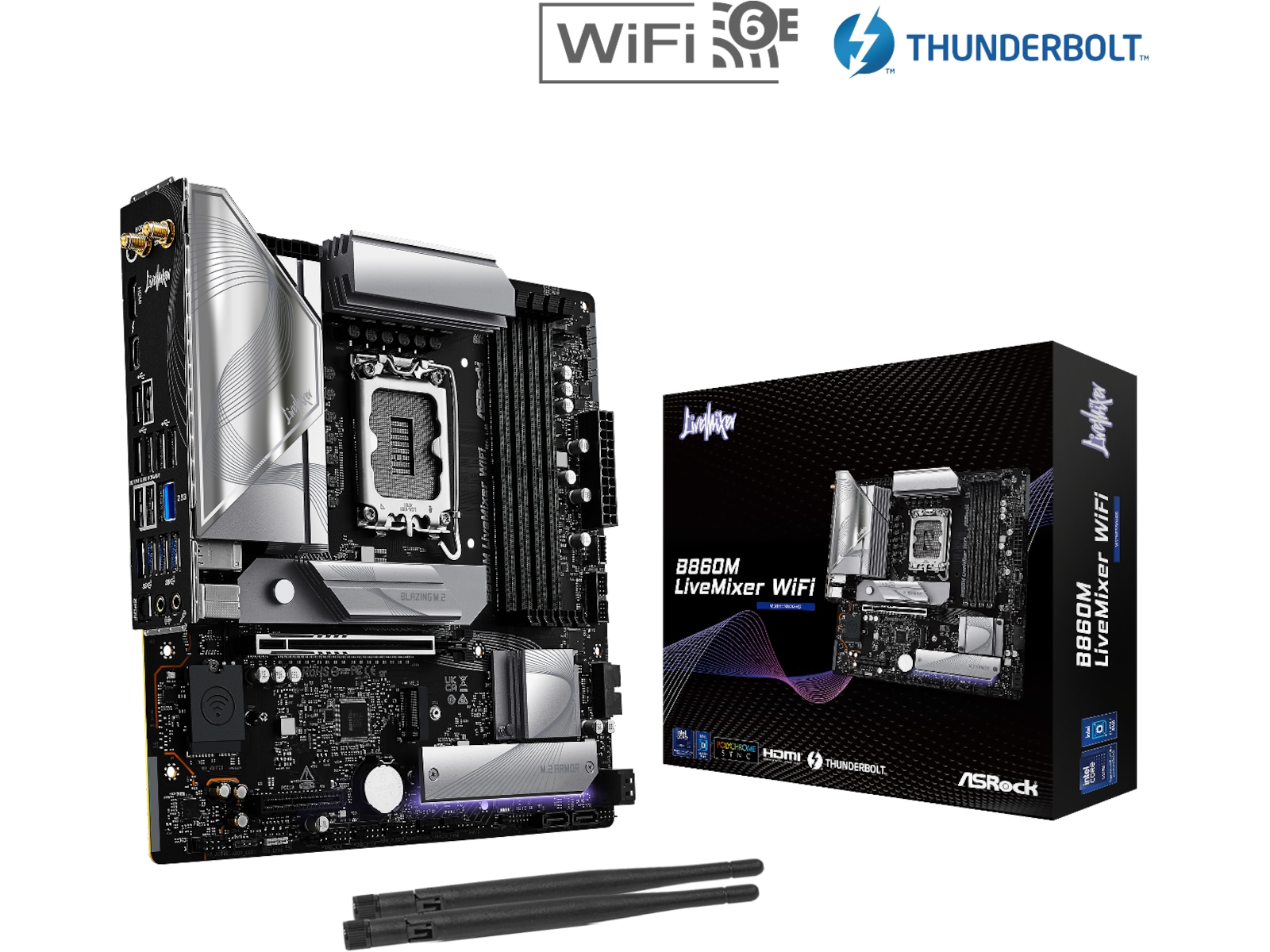 ASRock B860M LiveMixer WiFi Hovedkort Intel Socket