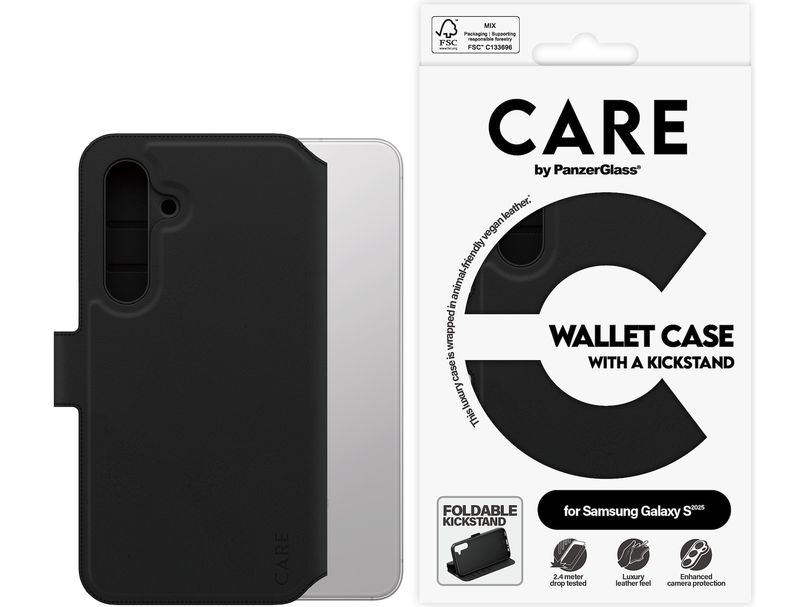 PanzerGlass CARE Galaxy S25 Feature Lommebokdeksel (sort) Mobildeksel