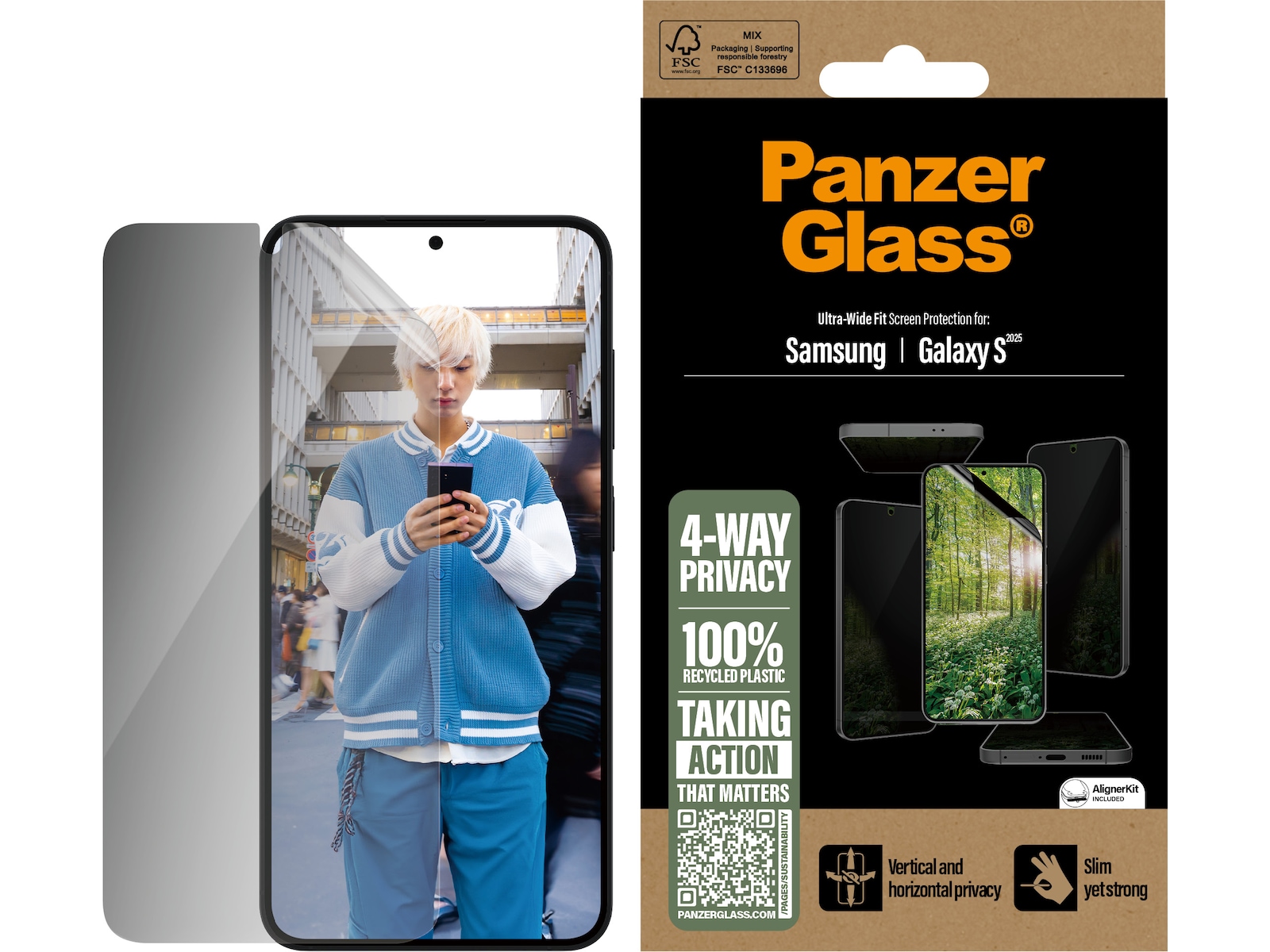 PanzerGlass Galaxy S25/S24 ECO MATRIX 4-way Privacy Skjermbeskytter Skjermbeskytter
