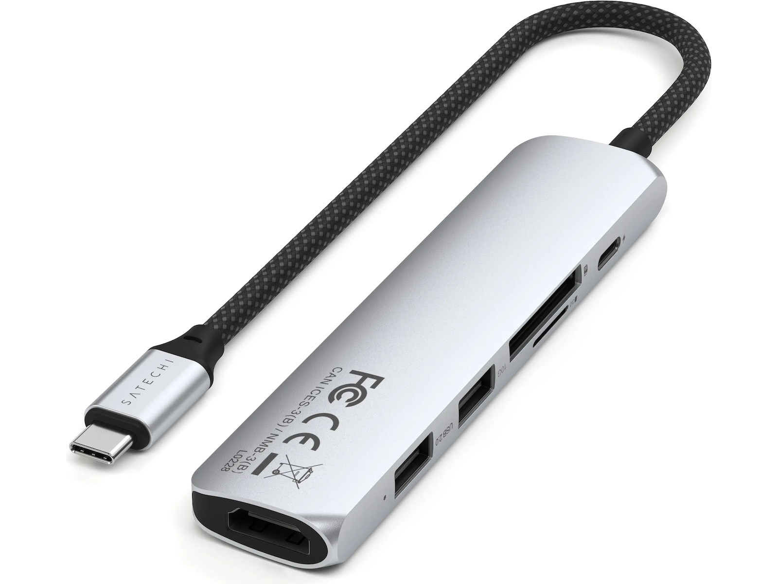 Satechi 6-i-1 Slim Multiport docking (sølv) Dockingstasjon & USB-HUB