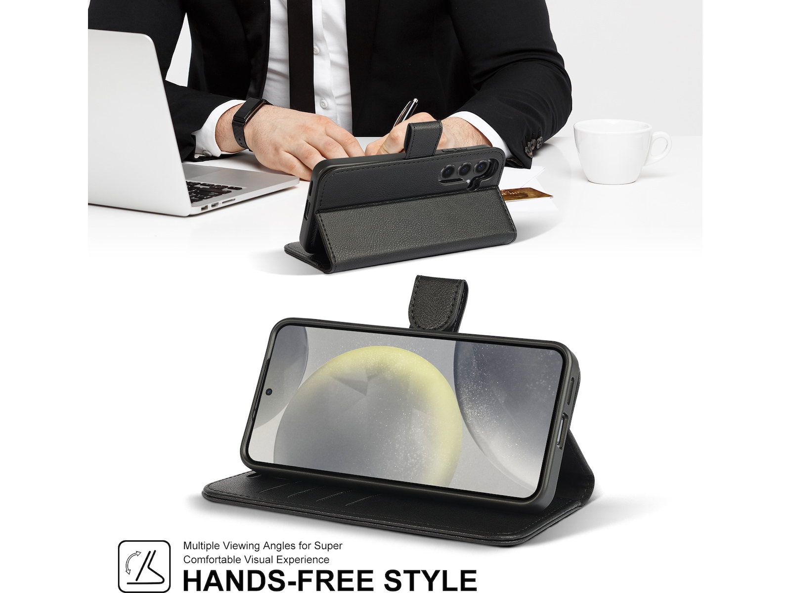 iiglo Galaxy S24 2-i-1 Lommebokdeksel (sort) Mobildeksel