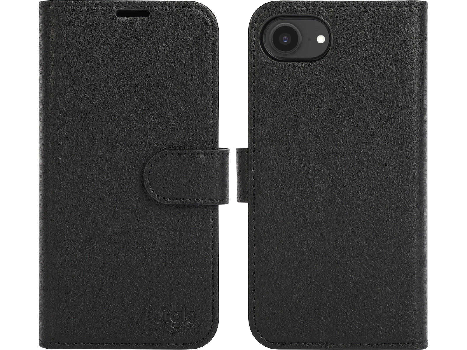 iiglo iPhone 17e / 16e 2-i-1 Lommebokdeksel (sort) Mobildeksel