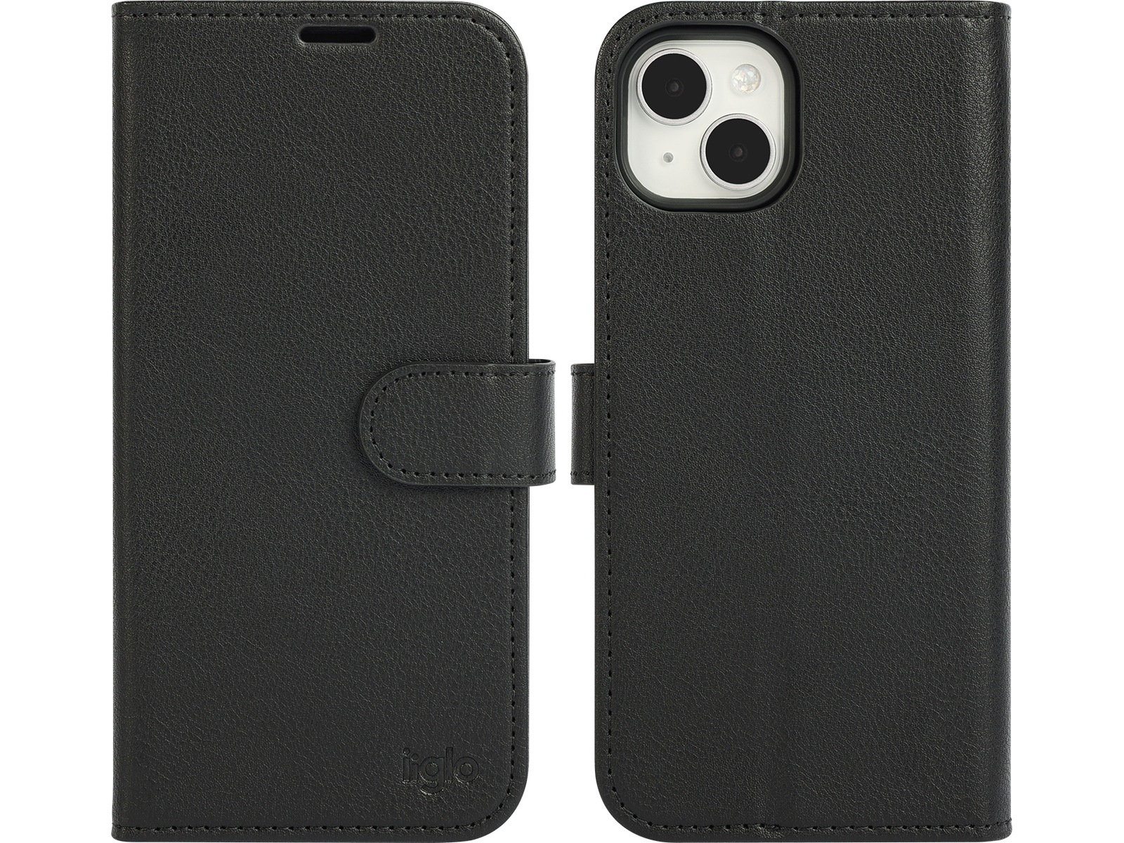 iiglo iPhone 15 Plus 2-i-1 Lommebokdeksel (sort) Mobildeksel