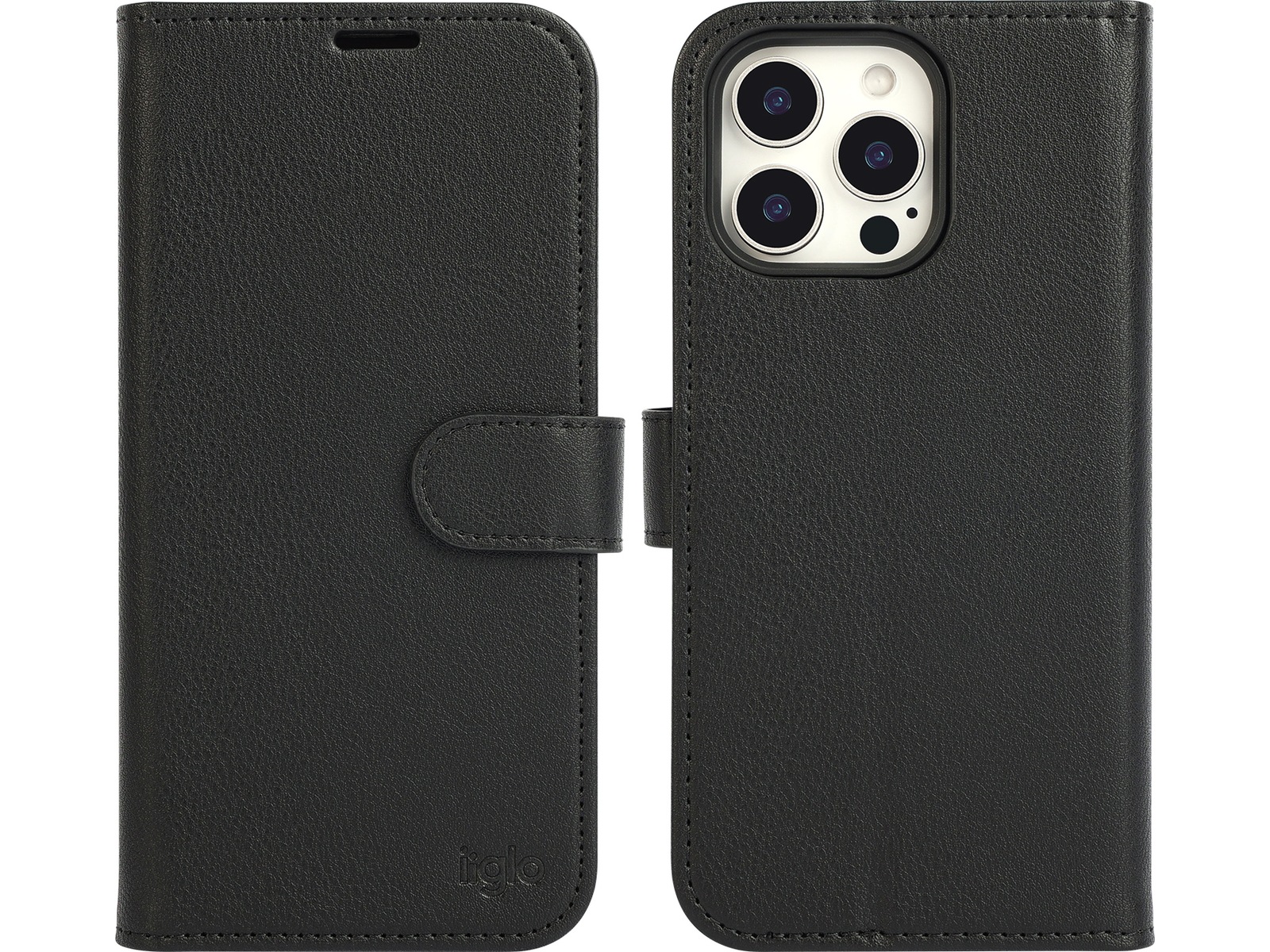 iiglo iPhone 16 Pro Max 2-i-1 Lommebokdeksel (sort) Mobildeksel