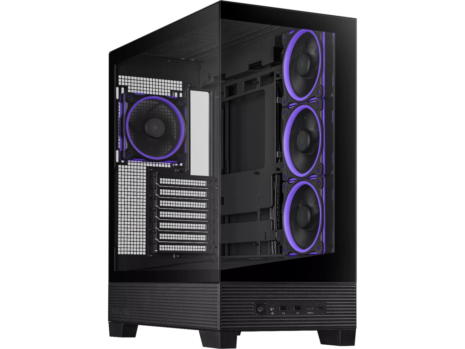 Asus A31 PLUS ARGB Mid Tower (sort) ATX/Micro-ATX/Mini-ITX, 4x 120mm ARGB Vifte, Herdet Glass