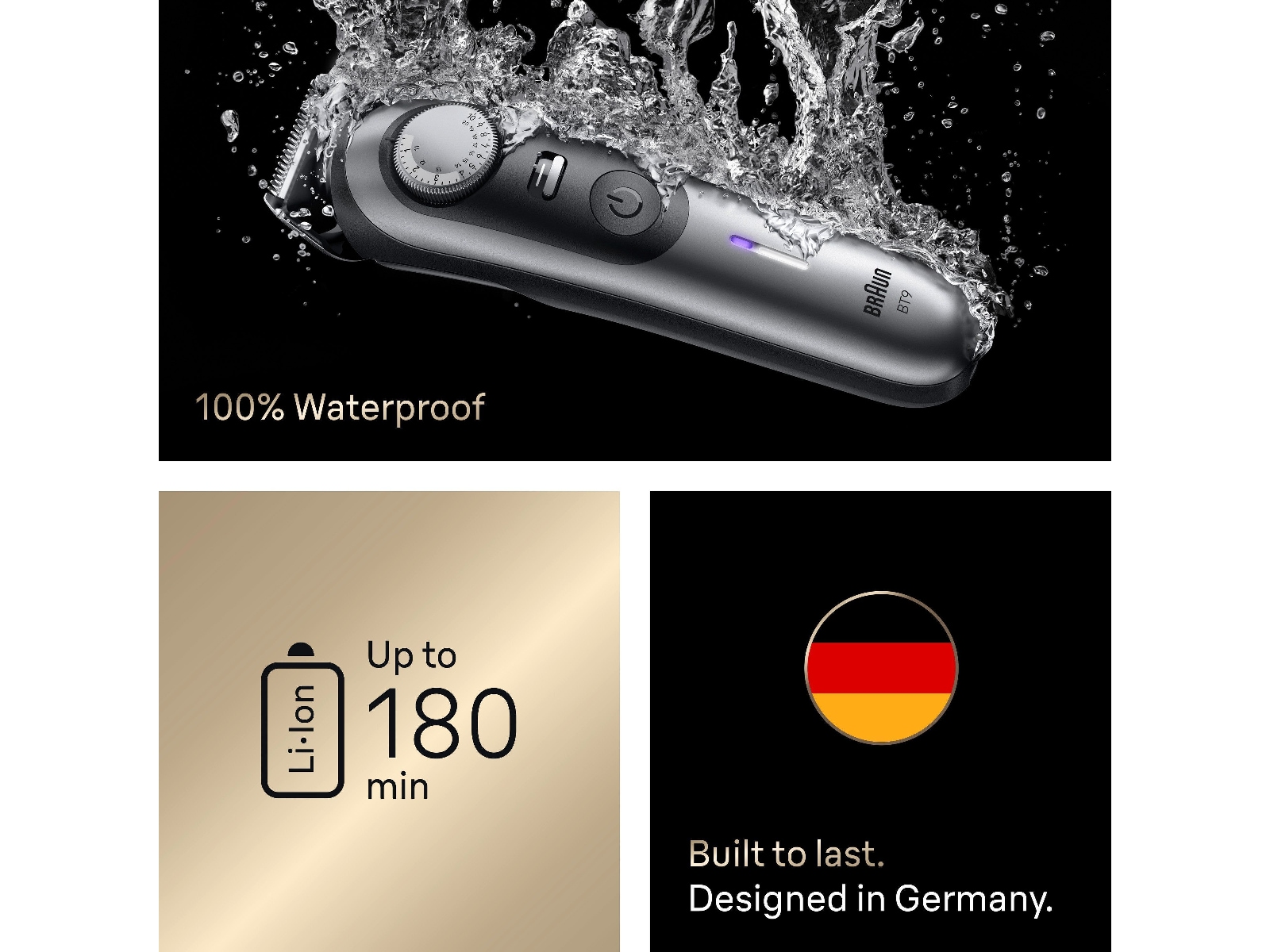 Braun Series 9 Skjeggtrimmer (krom) Barbermaskiner