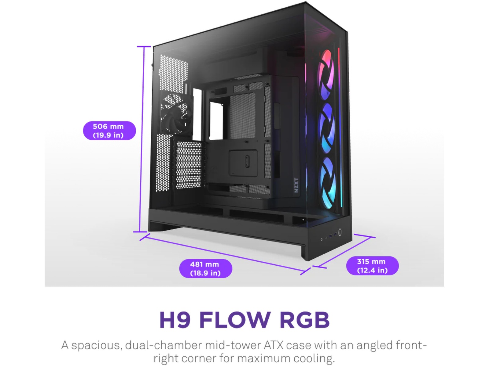 NZXT H9 Flow RGB Mid Tower (sort) Midi tower